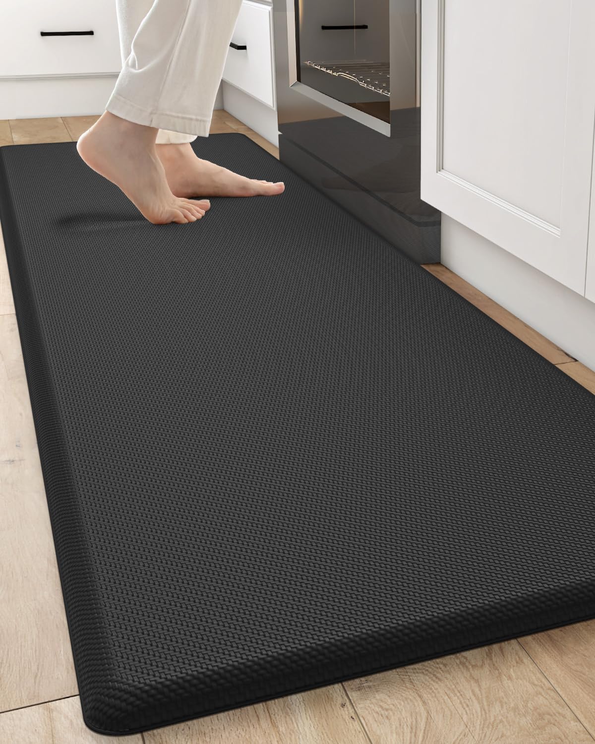 DEXI Kitchen Mats for Floor Anti Fatigue Standing Desk, 3/4 Inch Extra Thick Waterproof Runner Rug, Non Slip Cushioned Comfort for Office, Laundry Room, 20x70, Black