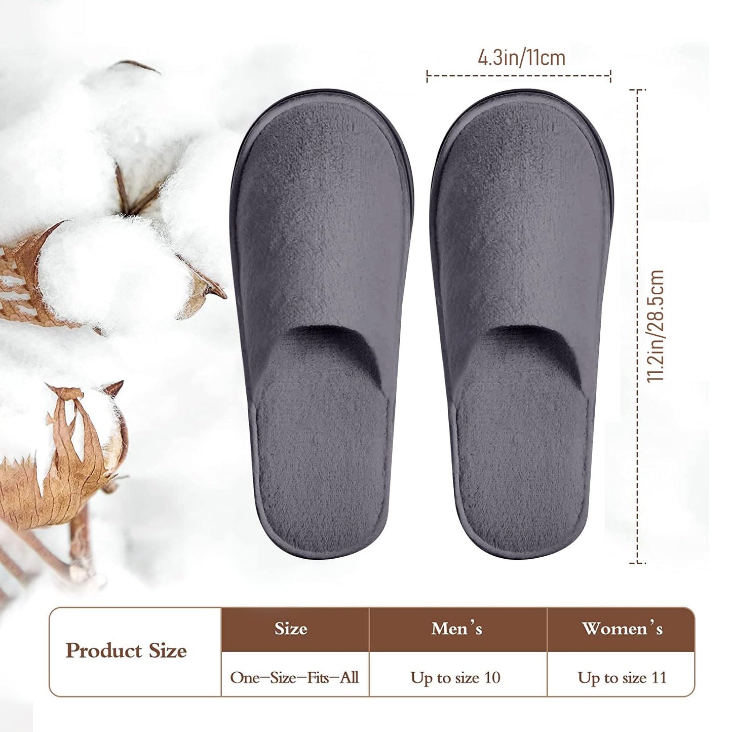 12 Pairs Disposable Slippers, Washable Home House Slipers Non Slip Spa Slippers Grey Reusable Indoor Slippers for Women Men Guest Hotel Home Travel