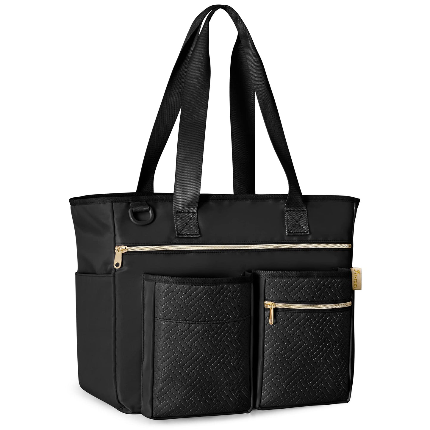 Fasrom Nurse Tote Bag for Work Nurses with Laptop Sleeve, Home Health Clinical Bag for Nursing Students and Medical Assistant, Black (Patent Design)