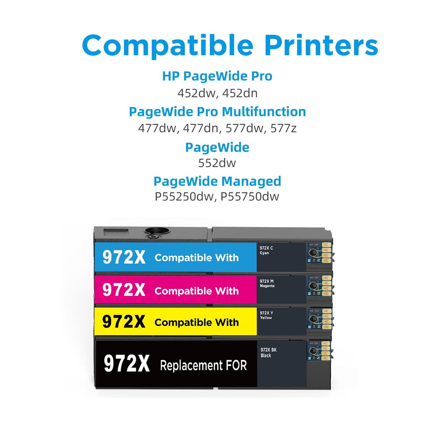 972X PageWide Remanufactured Ink Cartridge Replacement for HP 972 for HP972 for HP972X 972A – Compatible with PageWide MFP 552dw/Multifunction 577dw 577z/452dw 452dn/Managed P55250dw P55750dw