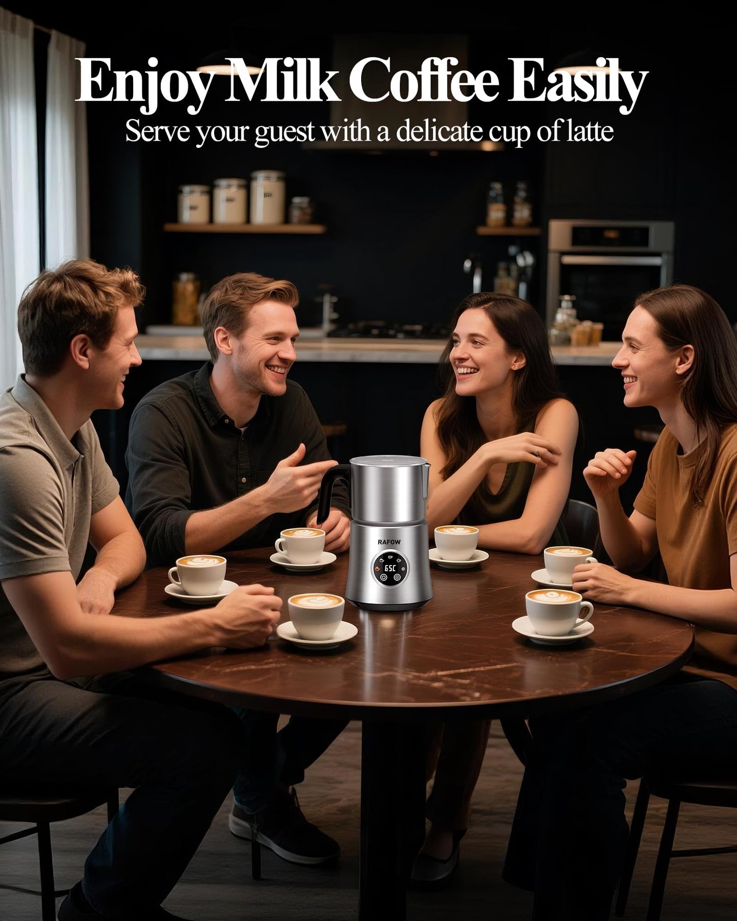 5 in 1 Electric Milk Frother: 16.9oz/500ml Large Capacity Milk Steamer for Hot and Cold Milk Froth -Dishwasher Safe Automatic Milk Frother & Warmer for Latte, Cappuccinos, Macchiato, Hot Chocolate