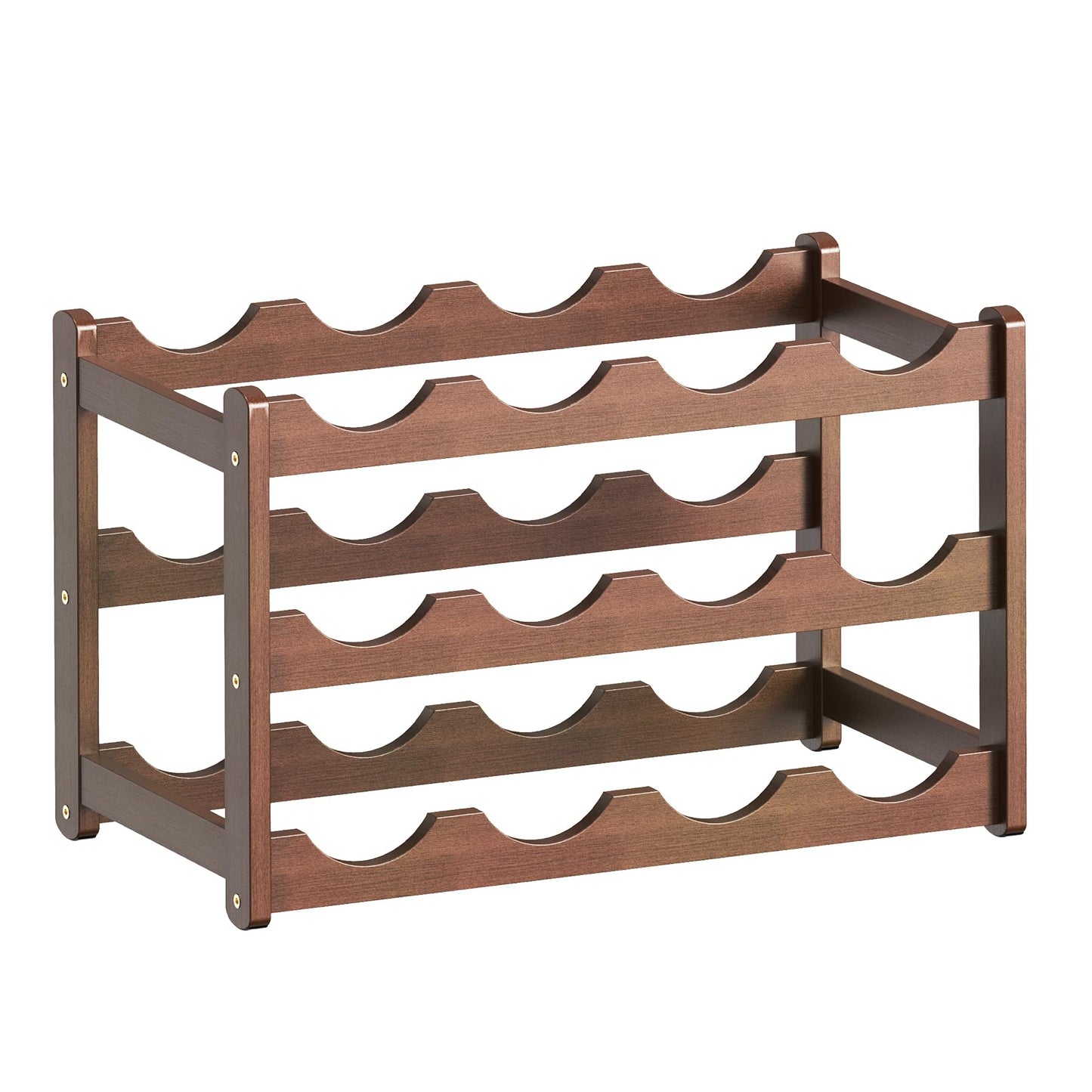 CAMOAT Wine Rack | 3-Tier Bamboo Wine Rack Organizer | Freestanding Floor & Countertop Wine Holder for 12 Bottles | Sturdy Wine Shelf | Perfect for Kitchen,Cabinets,Home Bar,Wine Storage (1, 3-Tiers)