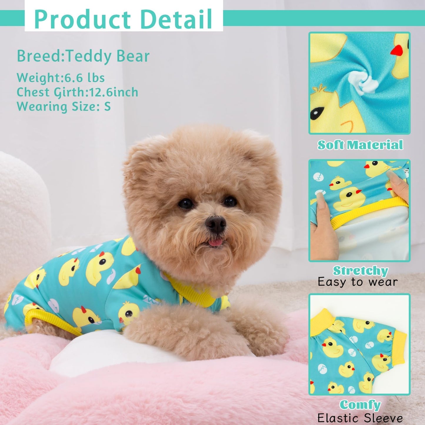 XPUDAC 4 Piece Dog Pajamas for Small Dogs Pjs Clothes Puppy Onesies Outfits for Doggie Christmas Shirts Sleeper for Pet Cats Jammies-M
