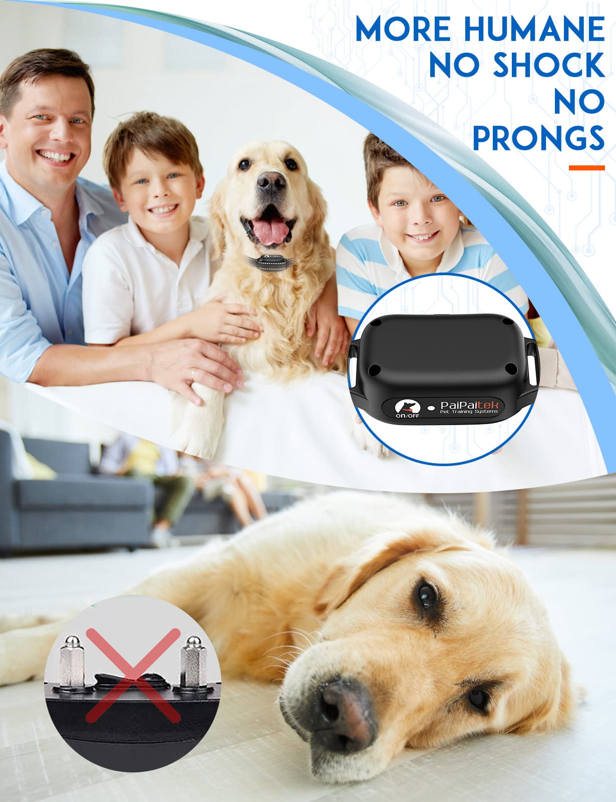 PaiPaitek Vibrating Dog Collar No Shock, 3300ft Range Dog Training Collar with Remote, IPX7 Waterproof Electric Dog Collar, No Shock/Prong Dog Training Collar for 5-120 lbs All Breeds