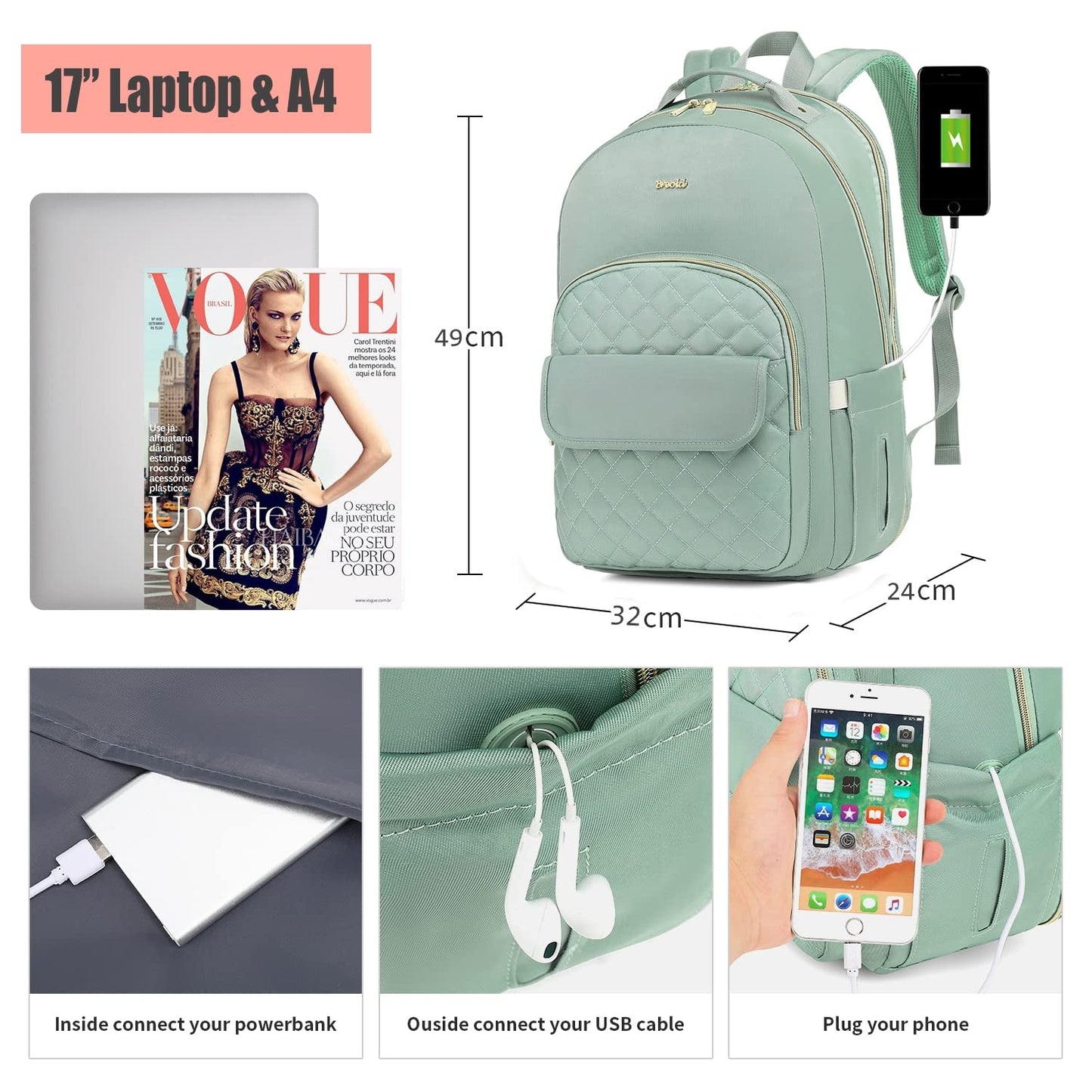 17,3" Laptop Backpack for Women,Work Backpack for Women Professional for Travel Business,Backpack Purse for Girls in School College