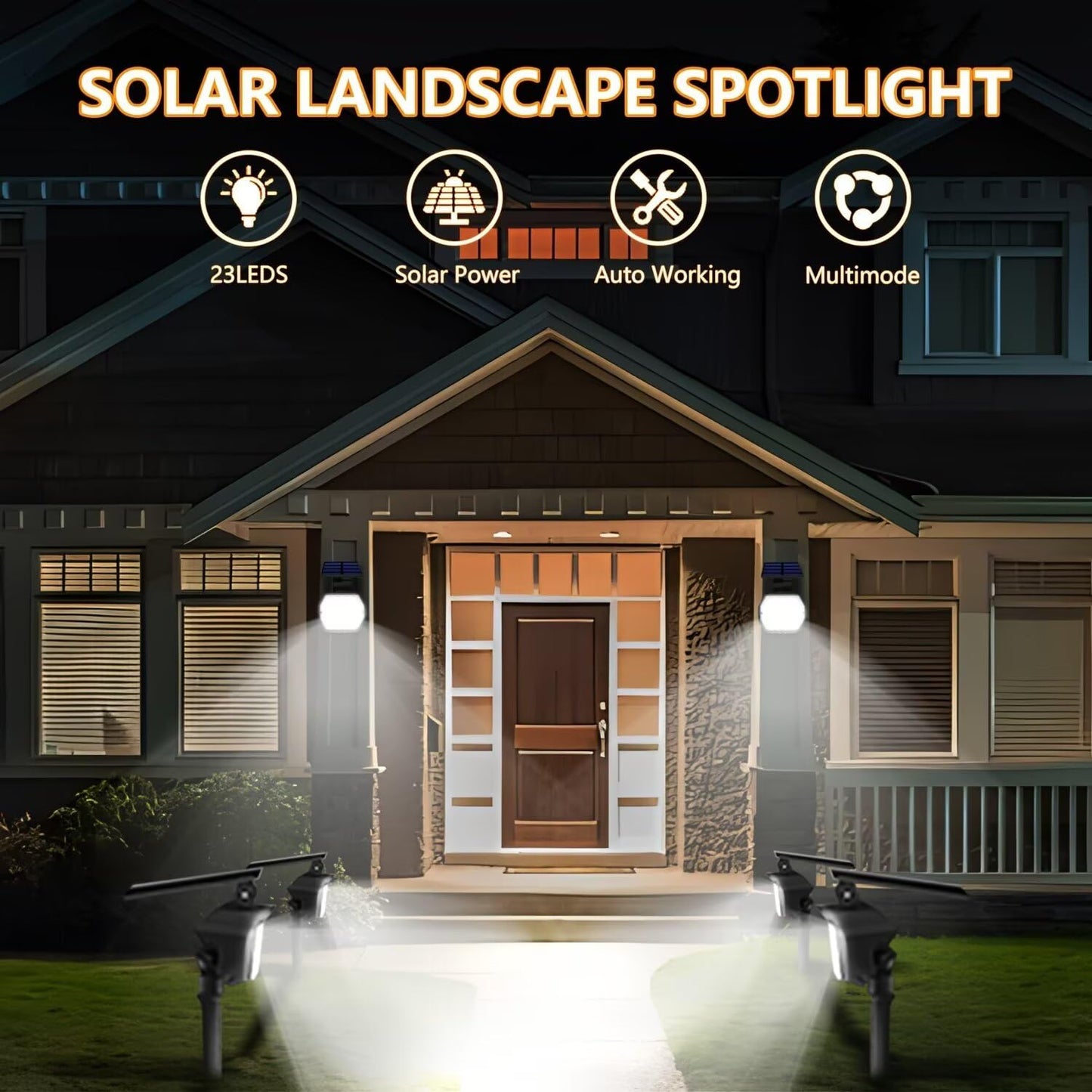 Solar Spot Lights Outdoor,Solar Lights Outdoor 23 LED 3 Lighting Modes Auto ON/Off Solar Spotlights, IP67 Waterproof for Garden, Yard and Outside Landscape 6 Pack (Cool White)