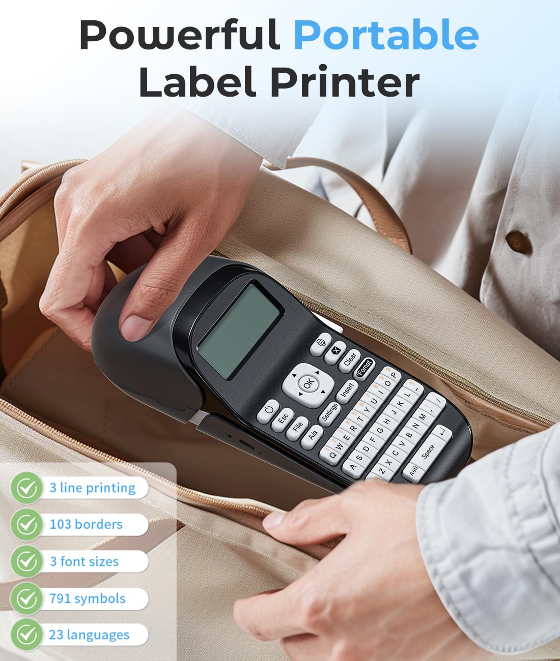 Phomemo Label Maker Machine with Tape, Portable Label Machine with QWERTY Keyboard, Bluetooth Rechargeable Handheld Labeller with & 1600+ Icons, 100+ Fonts, for School, Home, Office, Gray