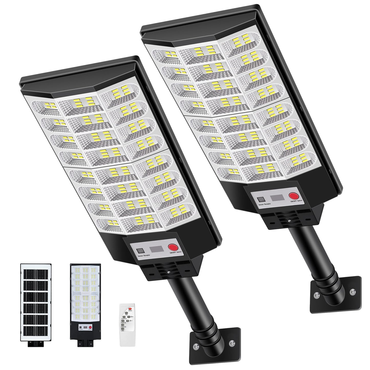 Willmind Solar Street Light Outdoor:LED Garage Lights,with Remote Control and Motion Sensor,IP65 Waterproof,2500LM Security Lights,6500K Bright,for Garage, Workshop,Warehouse,Yard,2 Packs