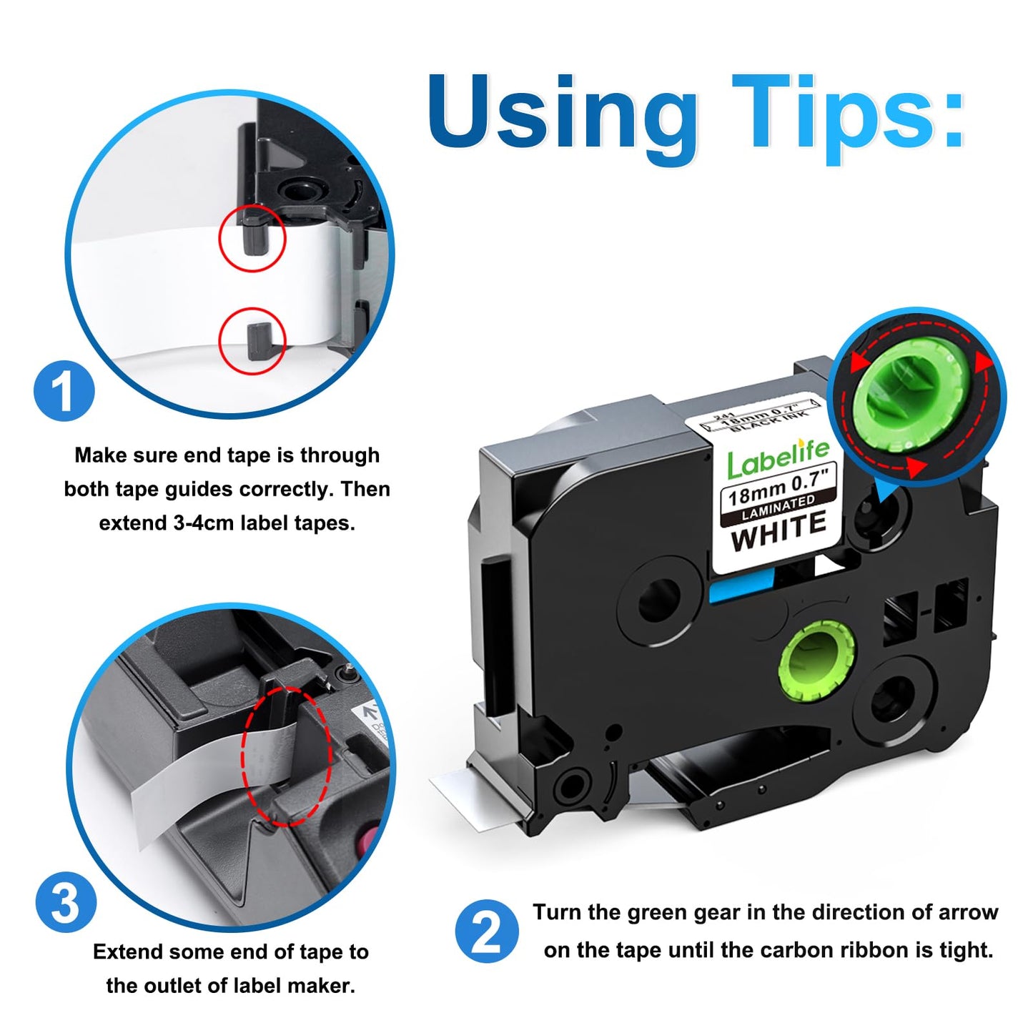 Labelife Replace for Brother Label Maker Tape 18mm TZe-241 TZe241 Ptouch TZe TZ Tape 18mm 0.7 3/4 Inch Laminated White Label Tape Use for Brother P Touch PT-D400 PT-D600 PT-D410 PT-1750, 5-Pack