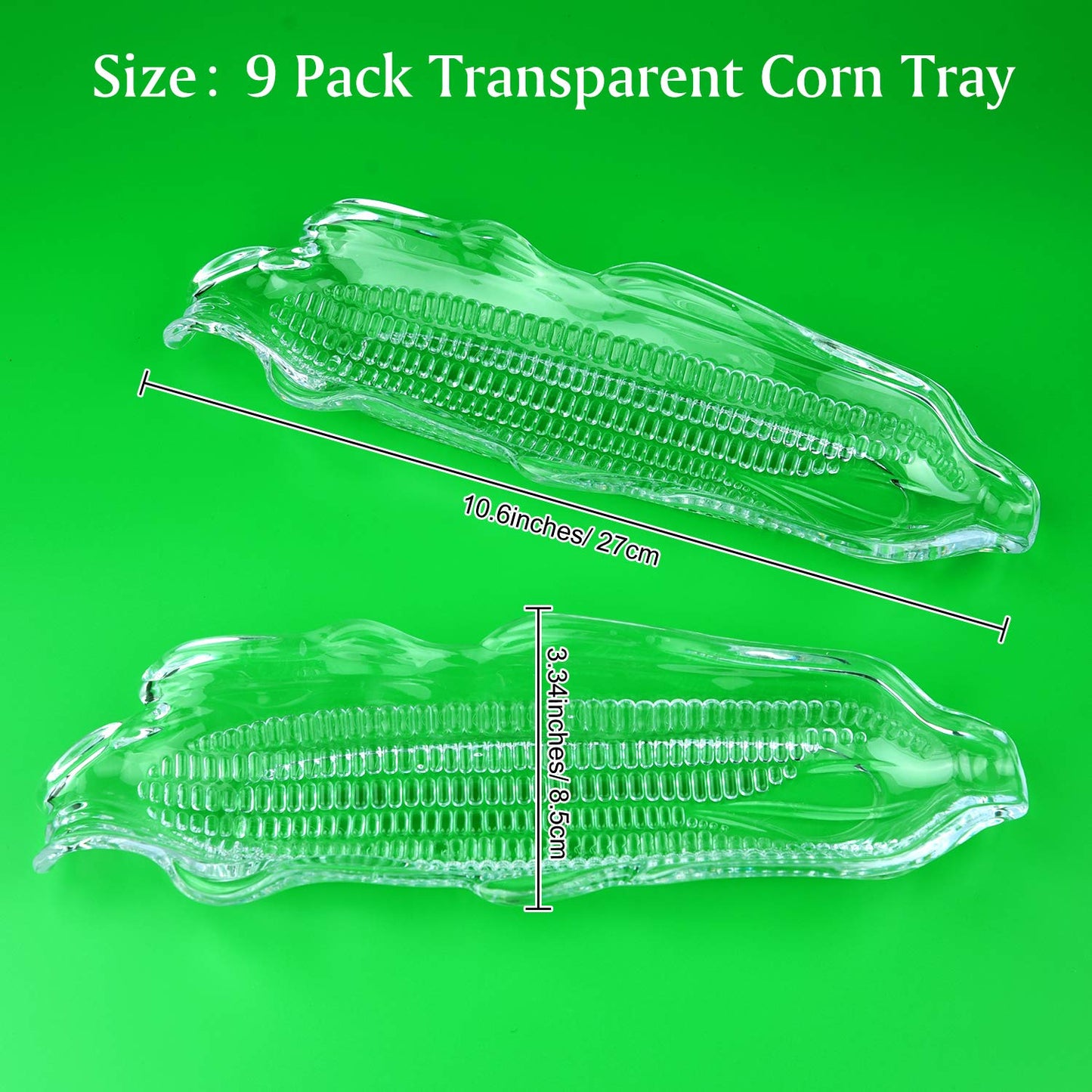 9 Pcs Corn Trays with 20 Pcs Corn Holders on The Cob Skewers Transparent Plastic Corn Dishes Corn Holders Cob Dinner for Sweet Butter Corn