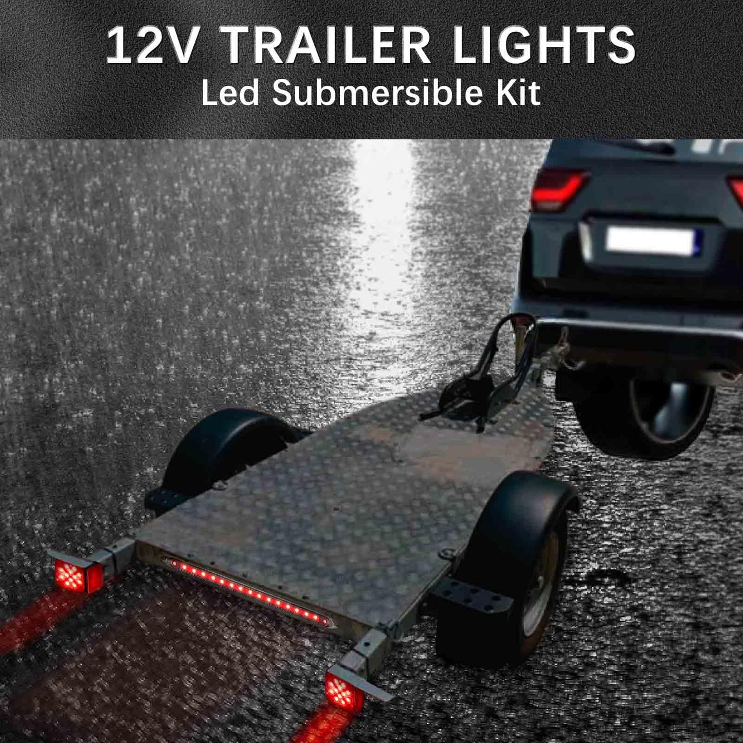 Cyfie LED Trailer Lights Kit, 12V Super Bright Trailer Lights with 25ft Wiring Harness, 6pcs Stop Brake Turn Marker Lights, Tail Light Bar, Fit Under 80" Truck Boat Submersible RV, IP68 Waterproof