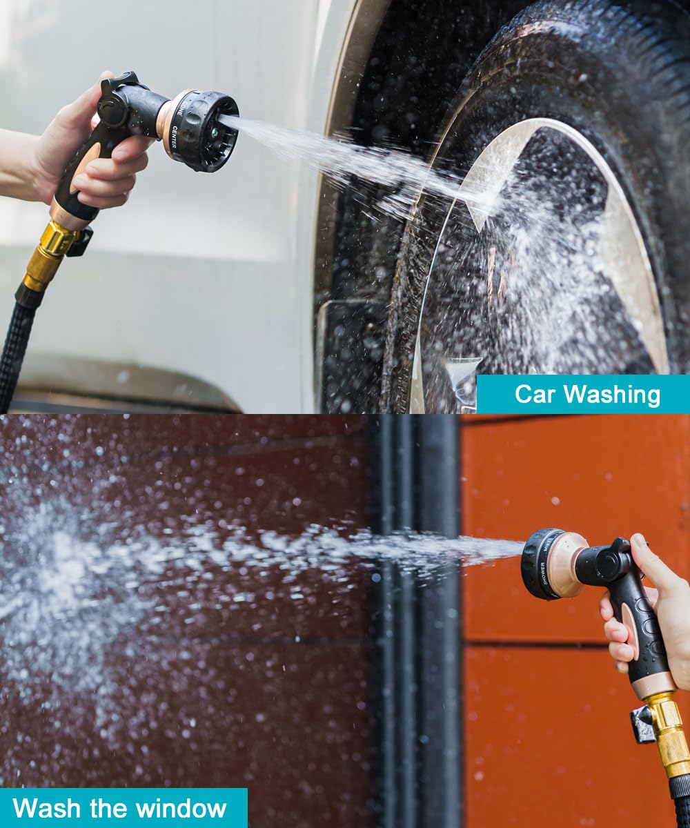 ESOW Garden Hose Nozzle 100% Heavy Duty, Metal Water Hose Nozzle with 7 Spray Patterns, Thumb Control All for Watering Plant & Lawn, Washing Car & Pet