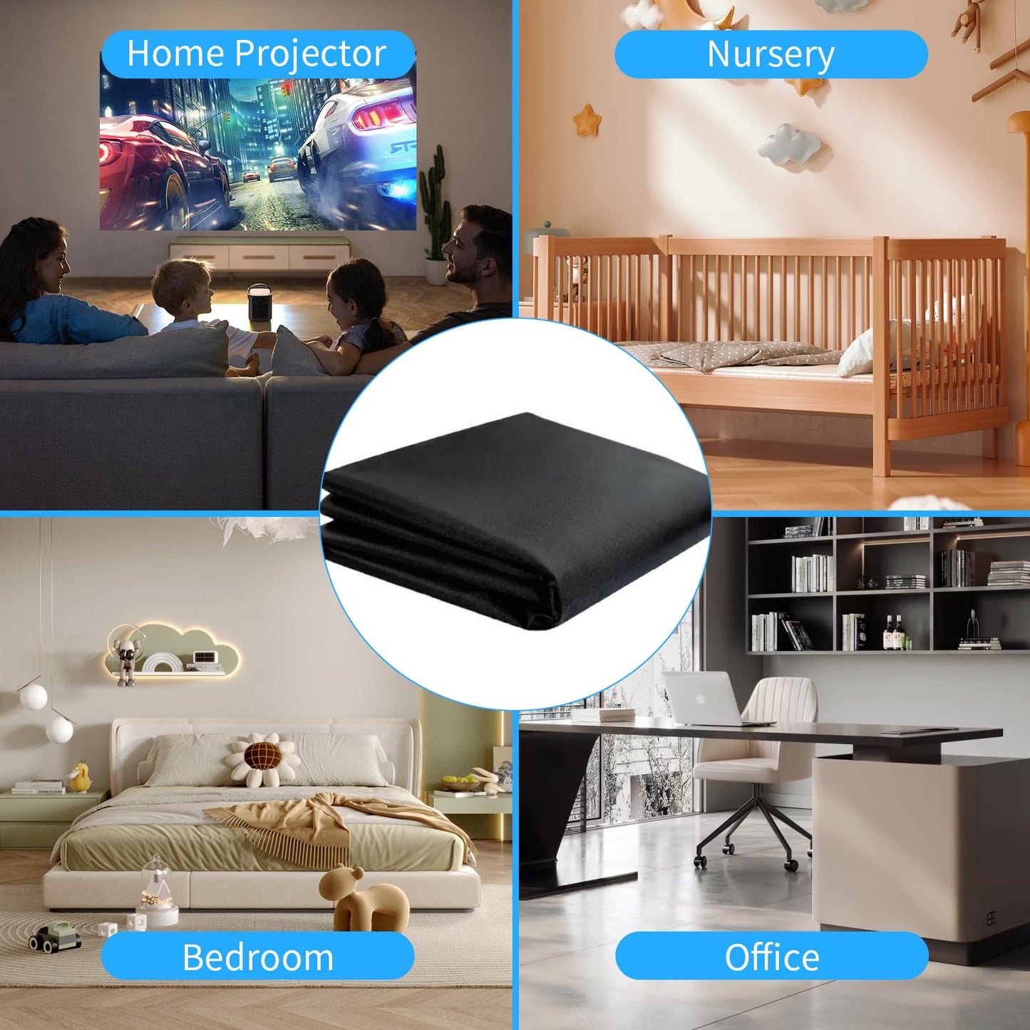 JUJIBL Magnetic Blackout Window Cover, 100% Blackout Shades for Bedroom No Drill Black Out Window Blind Temporary Shades for Nursery Removable Black Out Curtains for RV, Media Room 57x118 inch