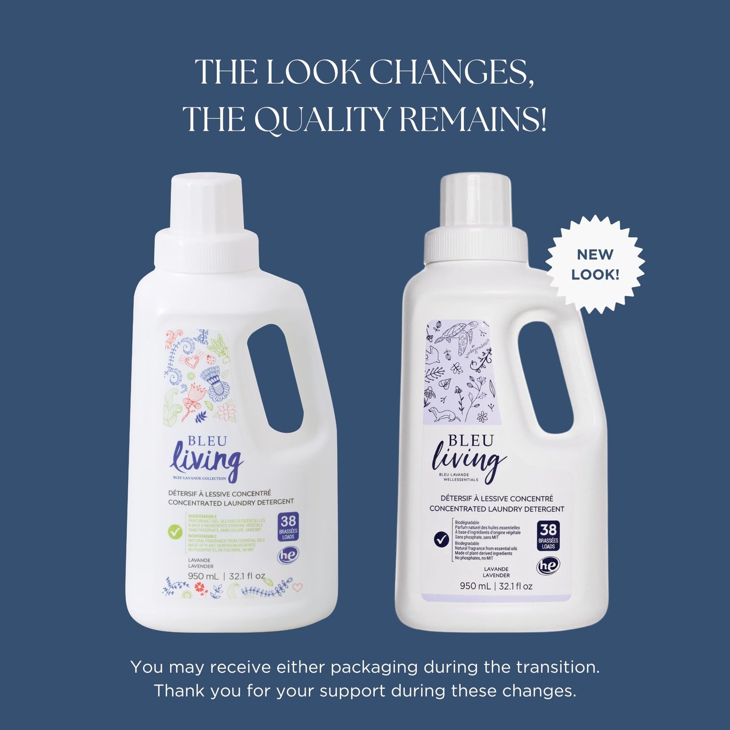 Bleu Lavande - Natural Liquid Laundry Detergent - Concentrated Detergent - Made with Pure Lavender Essential Oil - Biodegradable - No Phosphates - No artificial fragrances - 3x 32.1 Fl Oz - 3 Pack