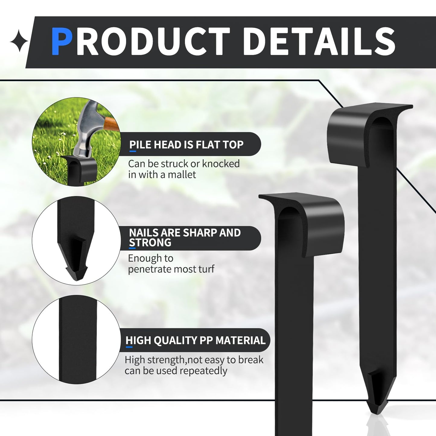 100 Pack 1/2 Inch Irrigation Tubing Hold Down Anchor Stakes, 3/4 x 4.33 Inch Drip Tubing Stakes for Garden, Greenhouse, Sprinkler and Landscaping, Non-Metal Pipe Clips