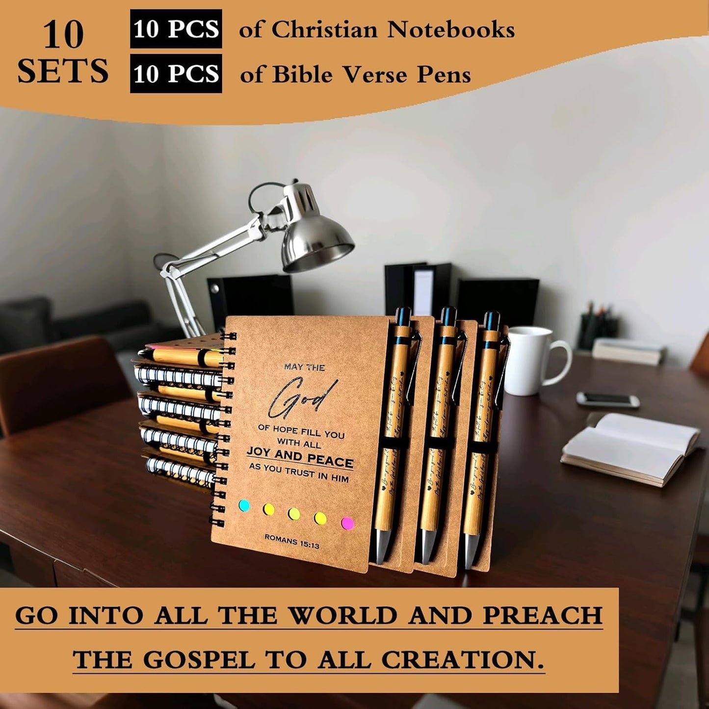 10 Sets Christian Notebooks Bulk Prayer Journals Inspirational Christian Gifts Bible Notebook with Bible Verse Pens for Women Men Church Members Bible Study Groups & Church Families