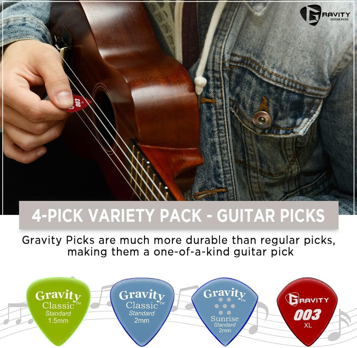 4-Pick Variety Pack - Guitar Picks | Brighter, Louder, Faster | Made in the USA | Gravity Picks