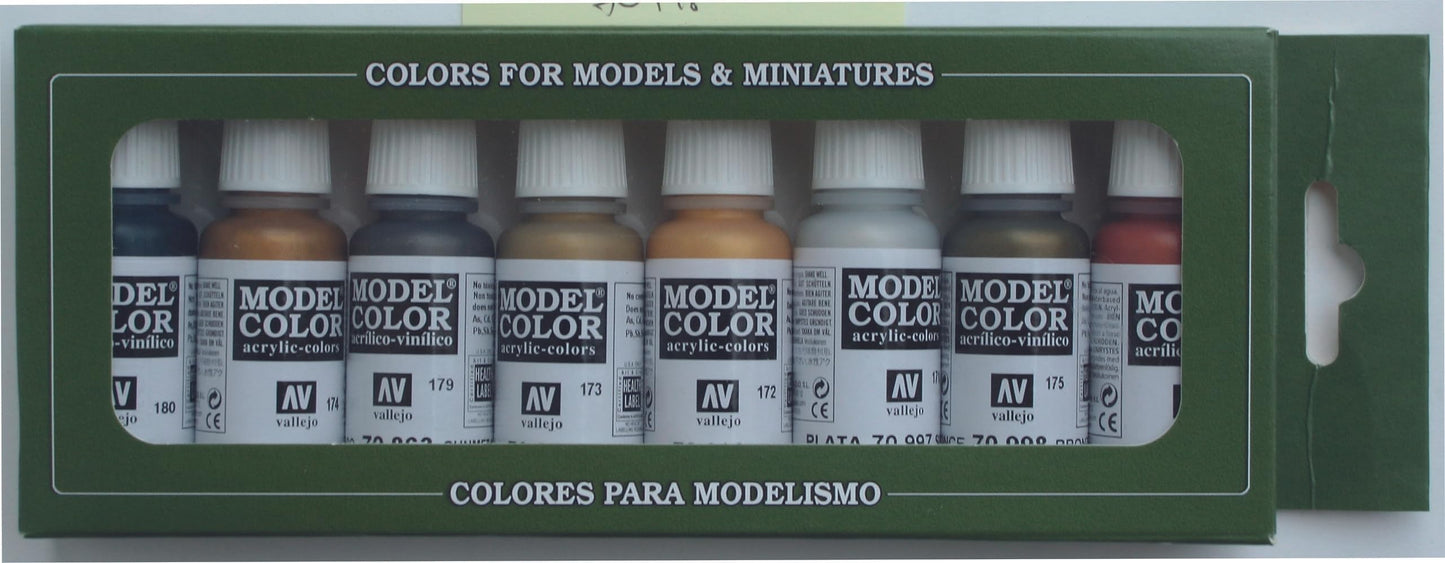 Vallejo Metallic Colors, 17ml (Set of 8)