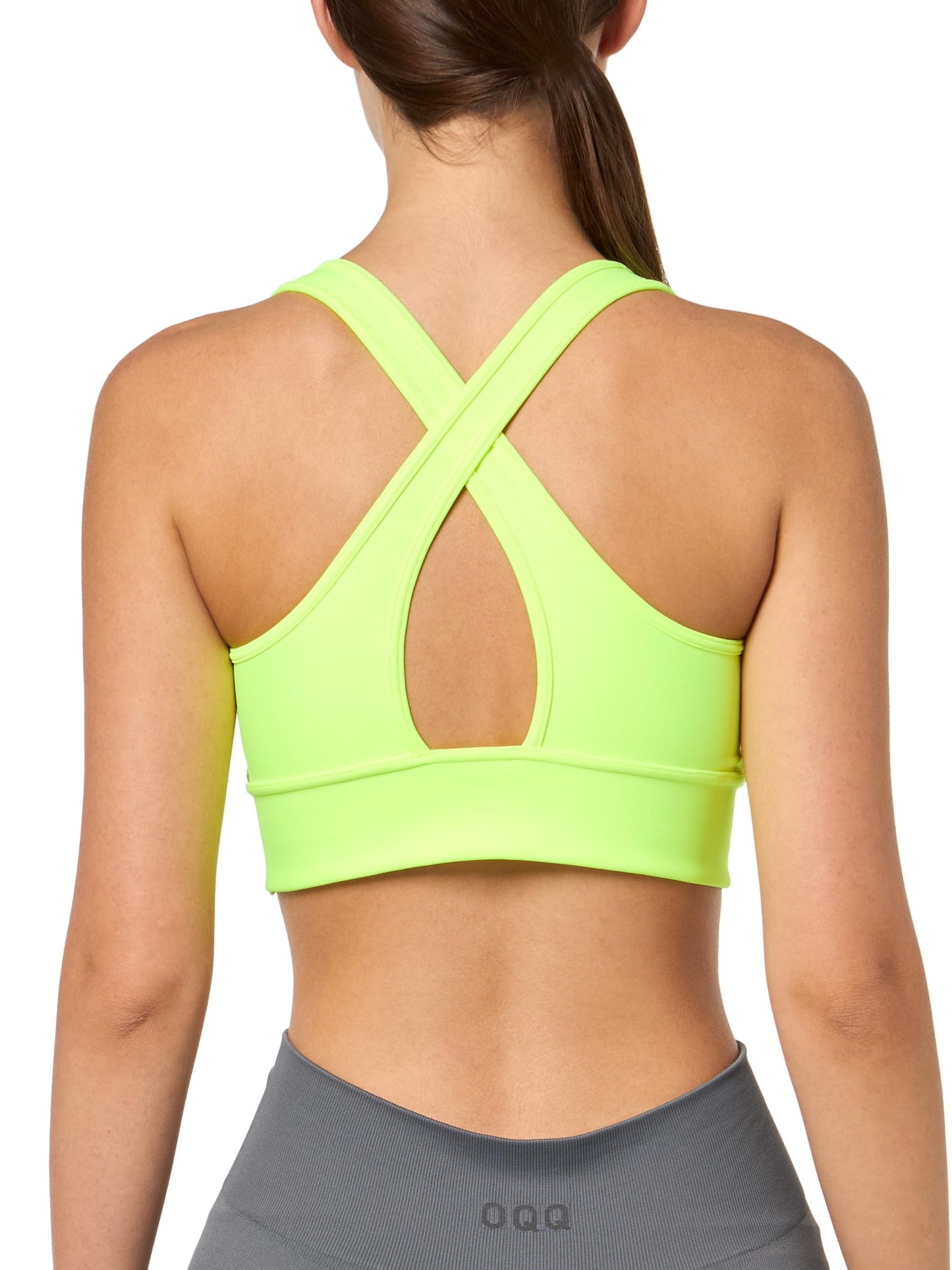 Under Armour Women's Crossback Longline Mid Impact Sports Bra, (731) High Vis Yellow / / White, Large