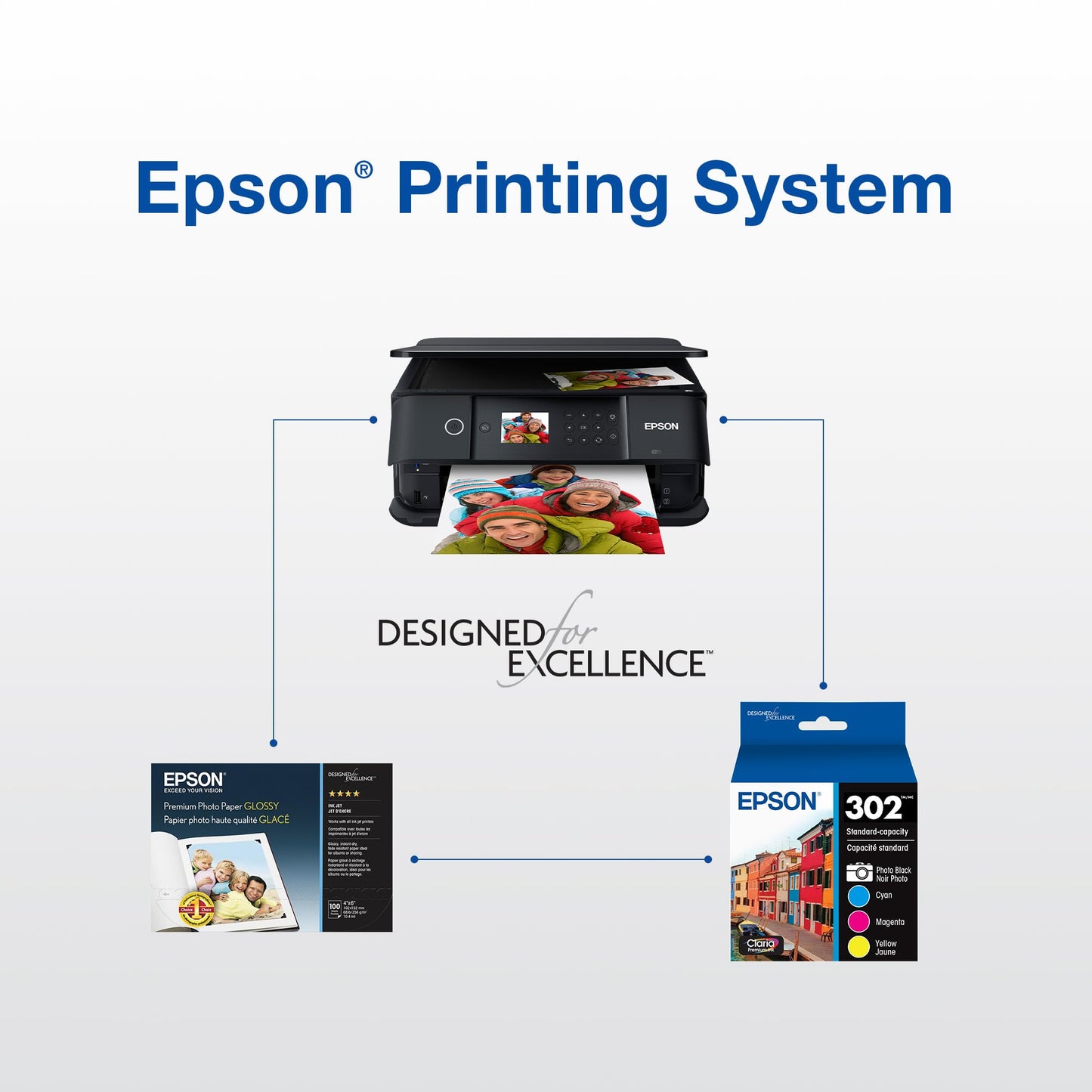 EPSON 302 Claria Premium Ink High Capacity (T302XL020-S) Works with Expression XP-6000 XP-6100