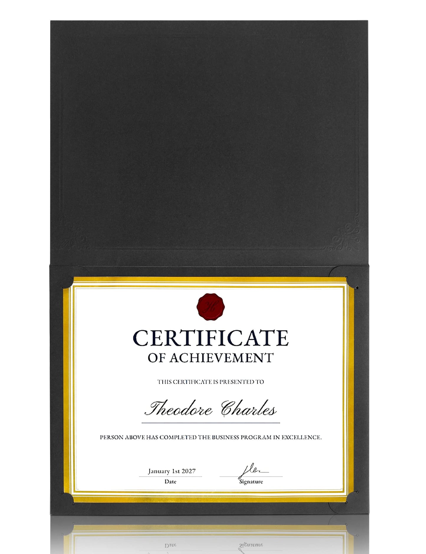 GNL 50 Packs Black Certificate Holders - Diploma Holders, Certificate Covers with Gold Foil Border, for Letter Size 8.5 x 11 Award Certificate Paper and Documents