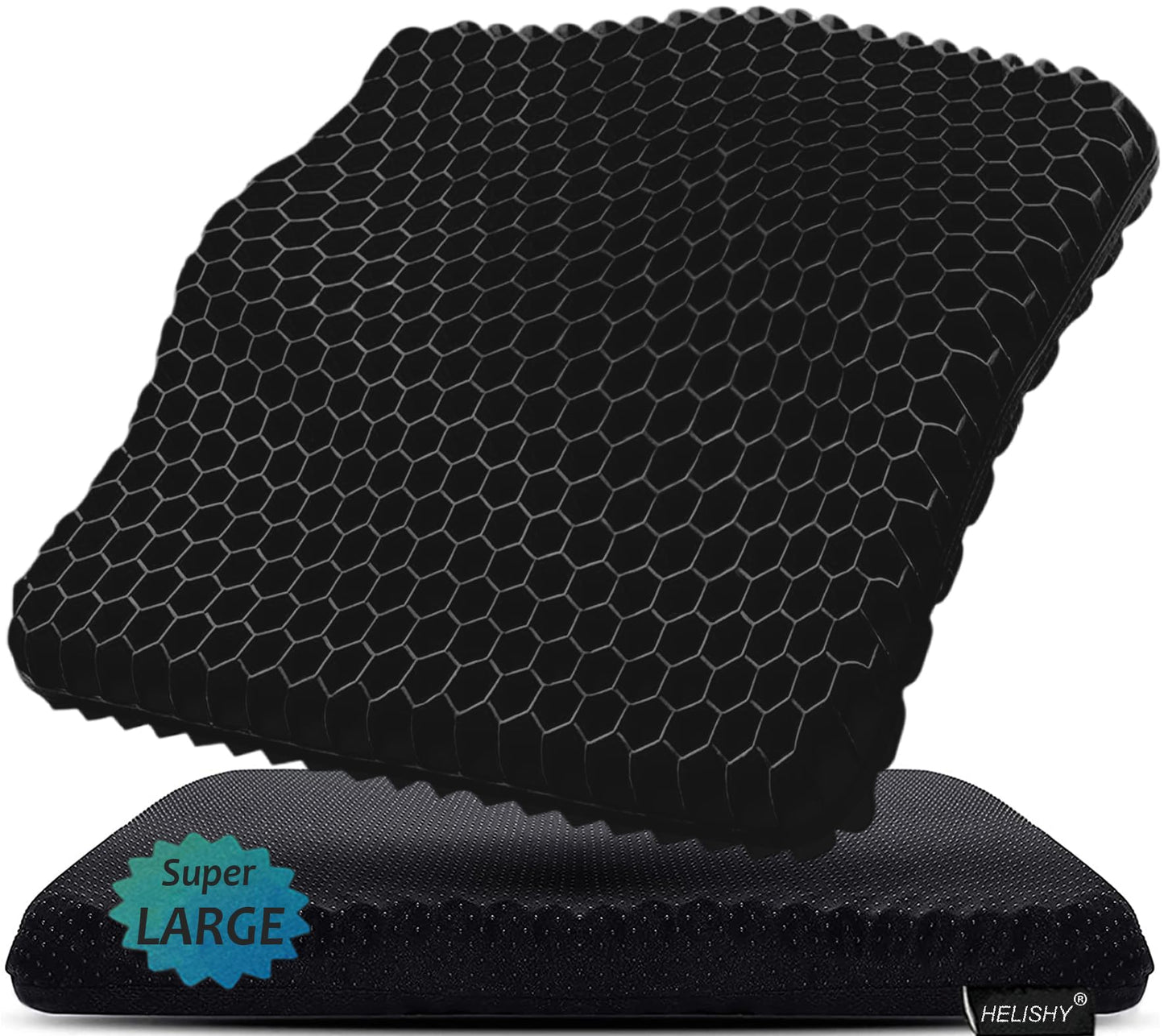 Gel Seat Cushion for Long Sitting Pressure Relief (Super Large & Thick) - Non-Slip Gel Chair Cushions for Back,Sciatica,Tailbone Pain Relief - Seat Cushion for Office Desk Chair,Car Seat,Wheelchair