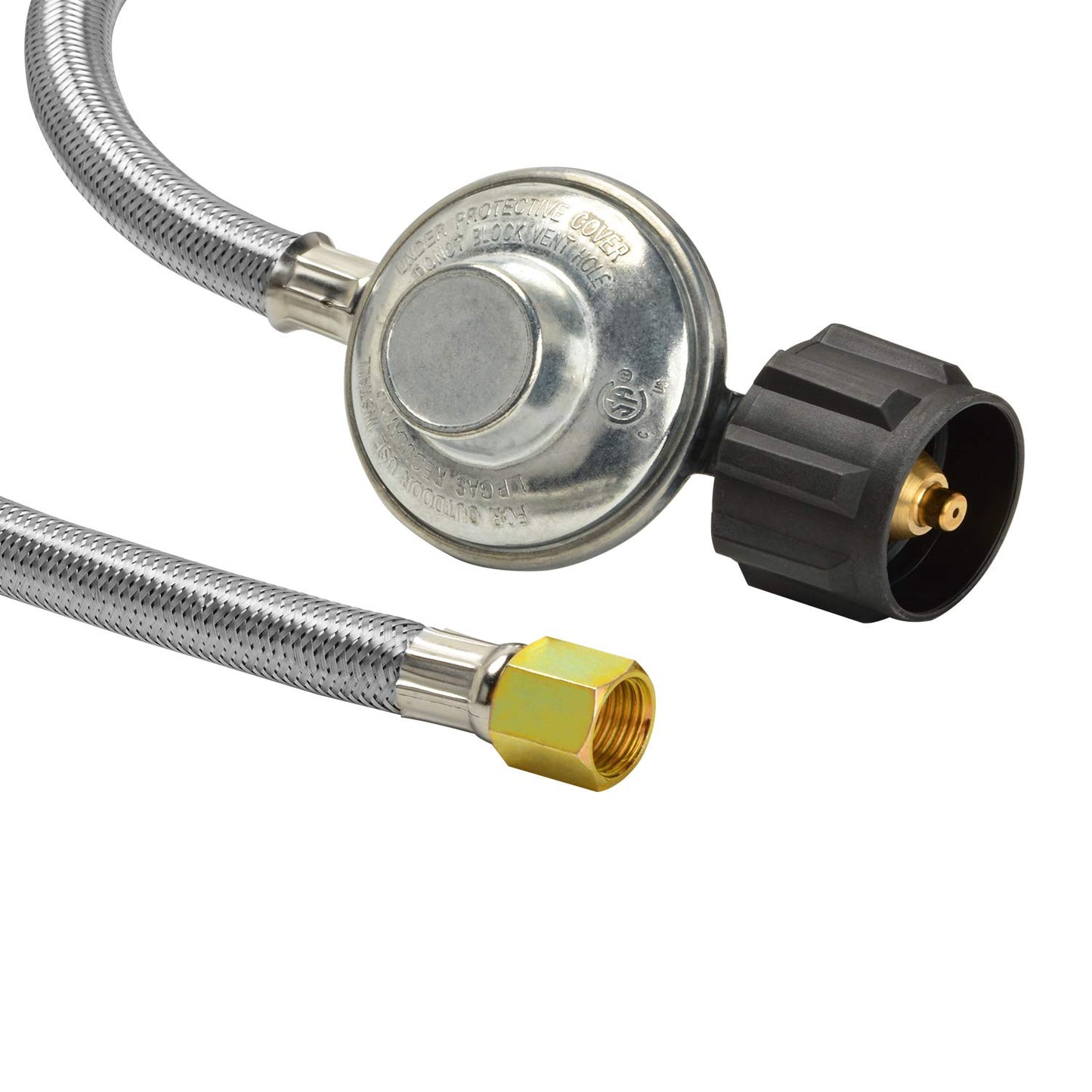 only fire 15ft Low Pressure Propane Regulator with Stainless Braided Hose for Gas Grill, Smoker, Propane Fire Pit, Heater