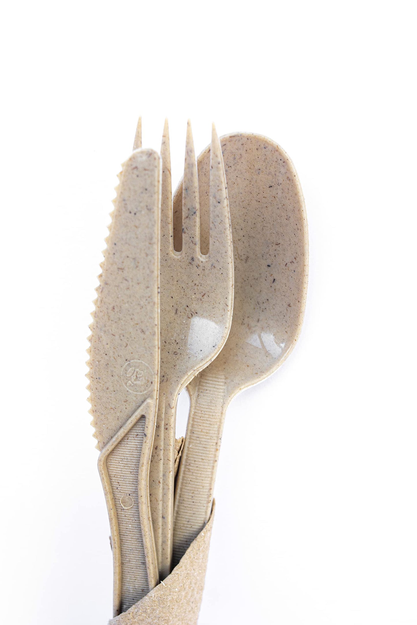 BIO AGAVE - 180-pack biodegradable cutlery sets with napkin wrapped in a paper bag Single-Use Cutlery for Heavy Weight Use