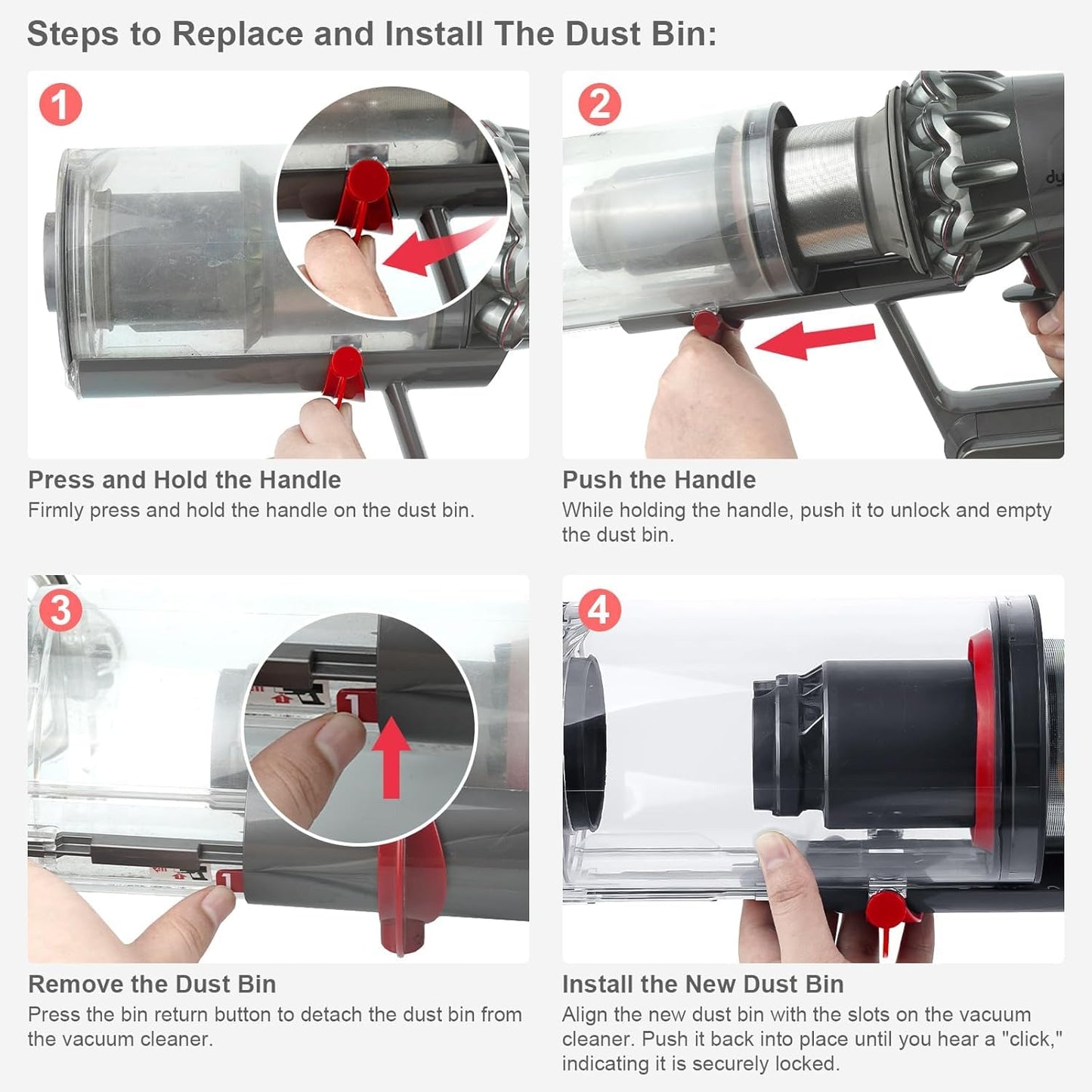 Upgraded Dust Bin Replacement Compatible with Dyson V11 V15 SV14 SV15 SV22 Vacuum Cleaner, Clear Bin Compatible with Dyson Canister Part No.970050-01/965443-01
