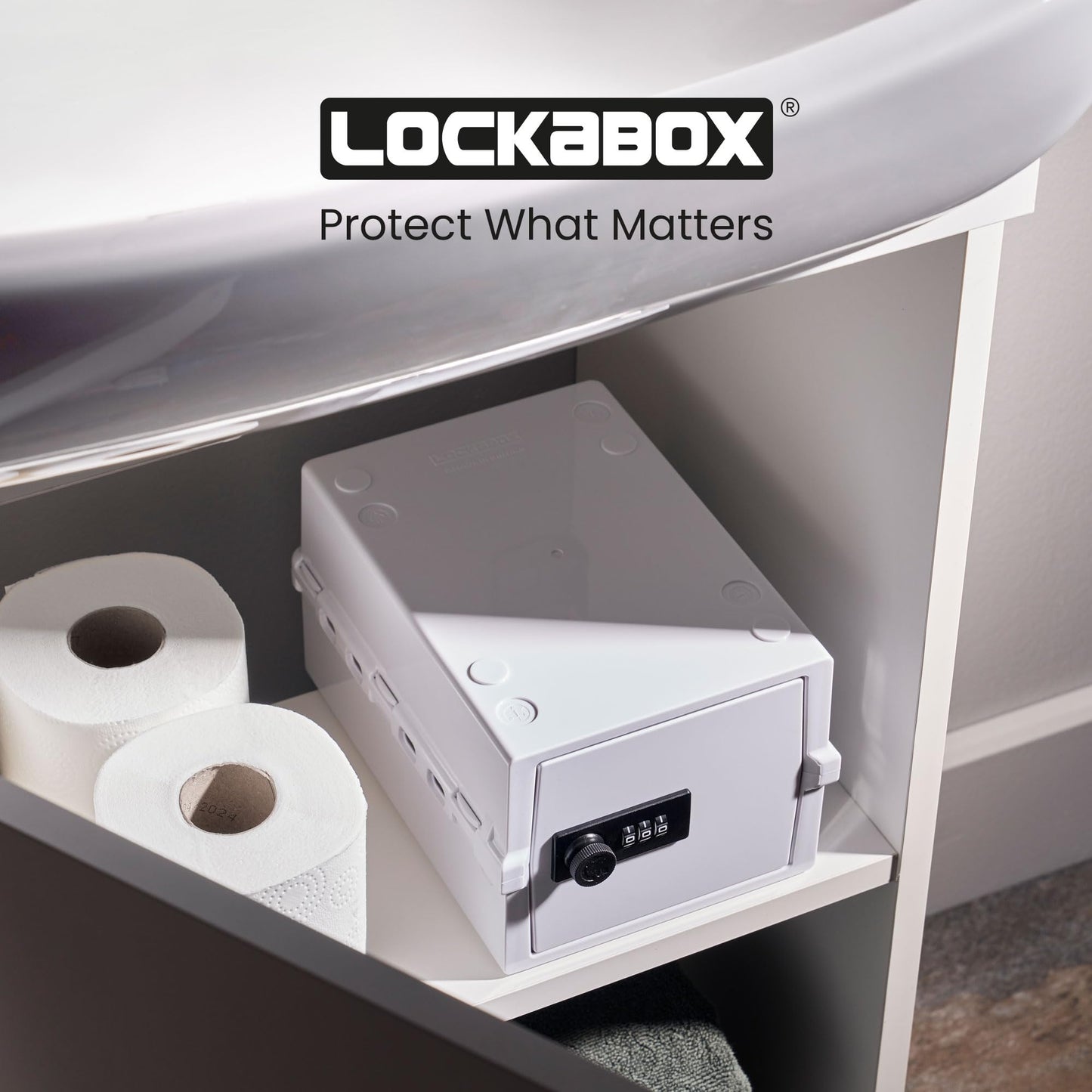 Lockabox Mini™ | Small Lock Box | 3 Litre Combination Lock Box For Food, Medicine & Home Safety | External Size 8.8 x 6.1 x 4.7 inches | BPA Safe (Opal White)