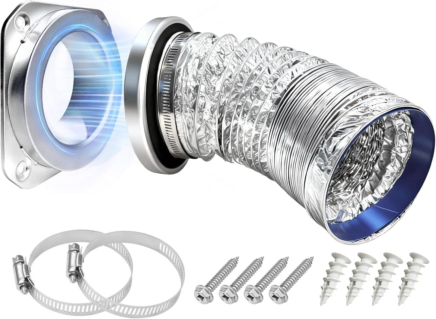 Magnetic Dryer Vent Coupling Kit with Quick Connect & Airtight Seal Dryer Vent Hose, Strong Magnetic Self-connector, Quick-Installation, Easy to Clean Dryer Vent Kit with 2.6ft 4" Duct for Tight Space