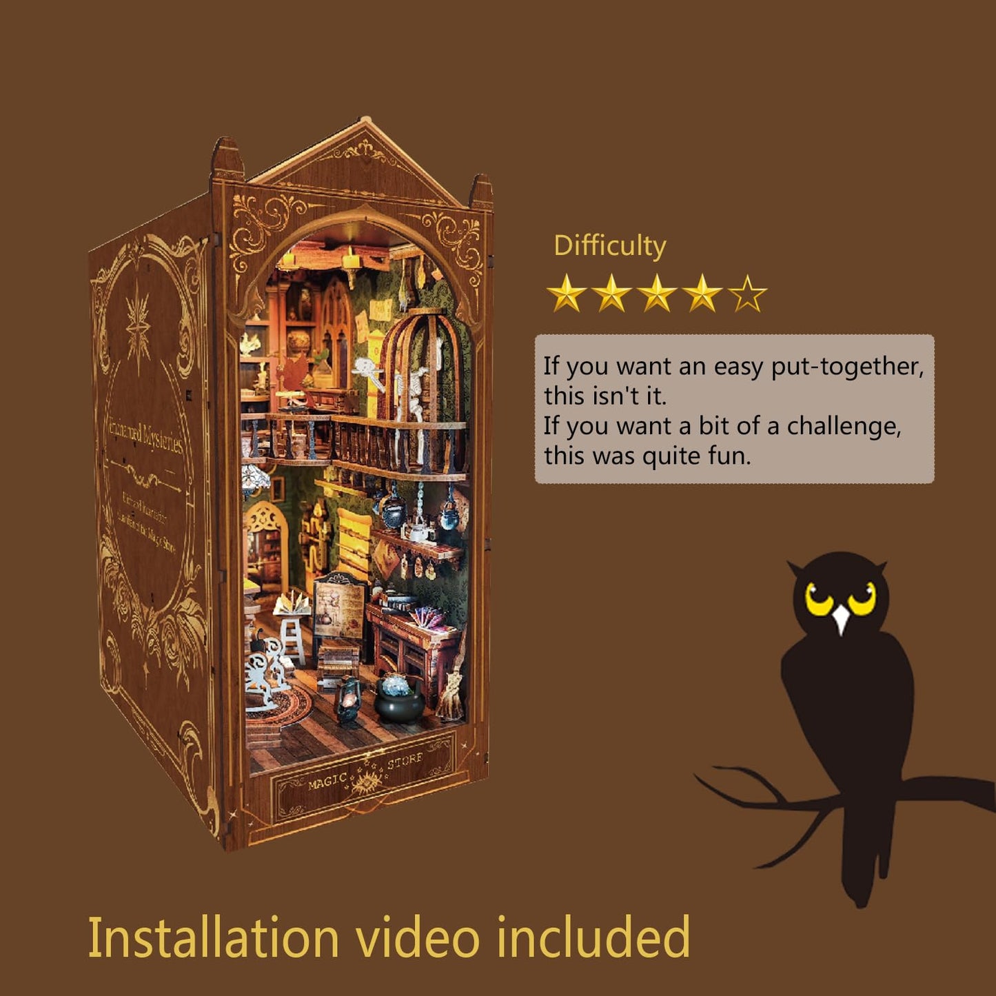 Book Nook Kit, Magic Store Dollhouse Booknook Bookshelf Insert Decor Alley DIY Miniature House Kit with Led Light Crafts for Adults and Teens to Build Creativity Model Gift