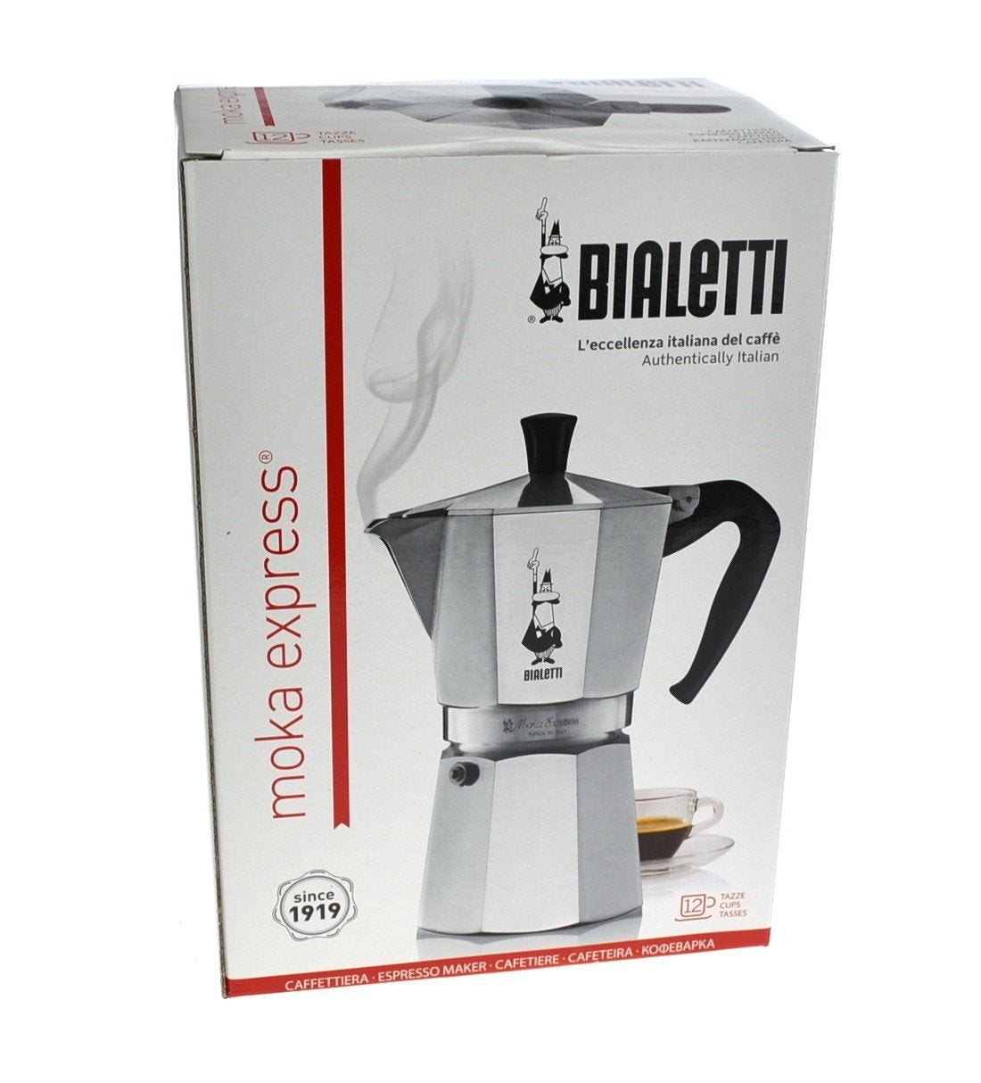 BIALETTI - Moka Express: Iconic Stovetop Espresso Maker, Makes Real Italian Coffee, Moka Pot 12 Cups (22 Oz - 670 Ml), Aluminium, Silver