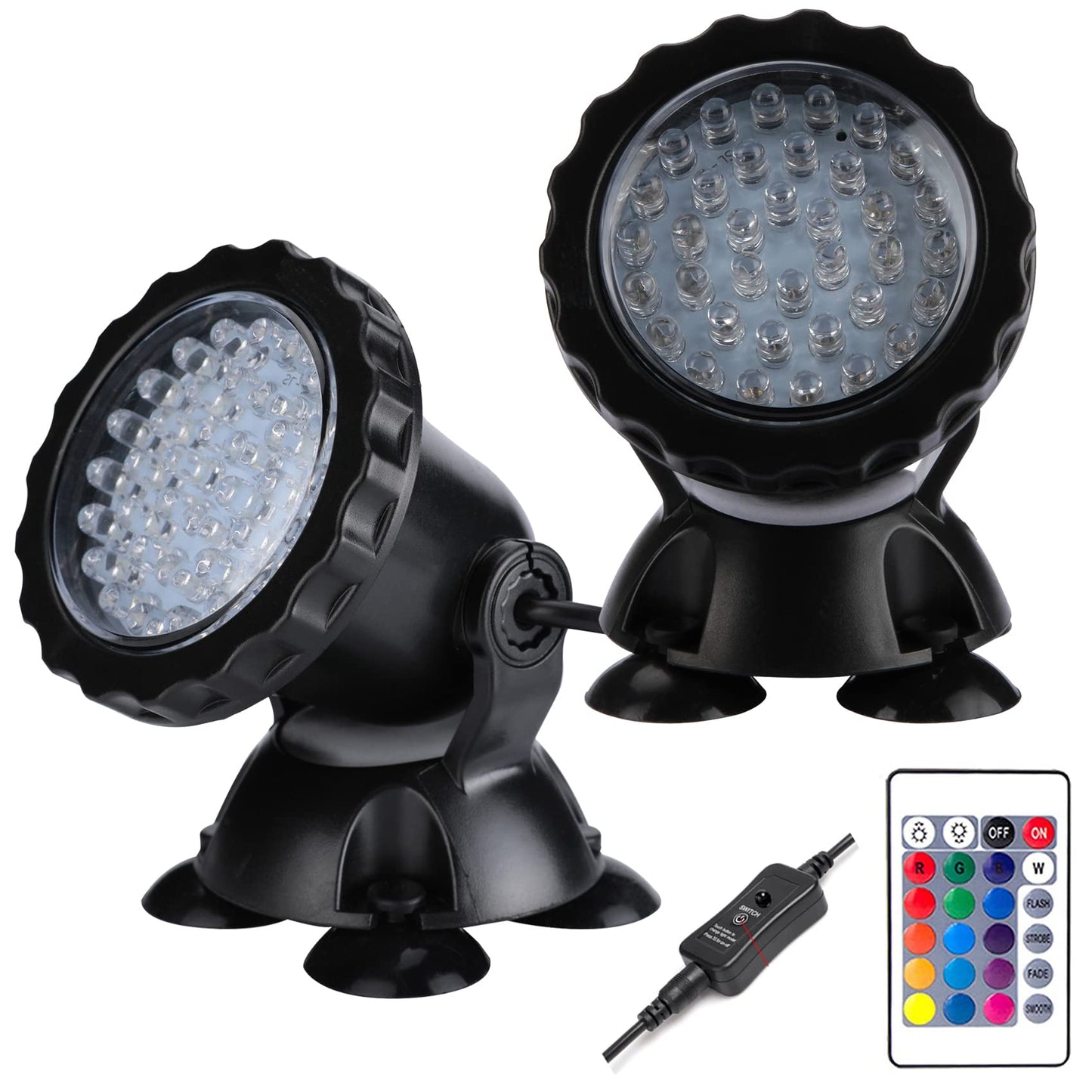 ZHGSERVU Pond Lights LED Underwater Color Changing Submersible Fountain Lights with Remote, 36 LED Bulbs Landscape Light Multi-Color & Adjustable for Aquarium Garden Pool, Shallow