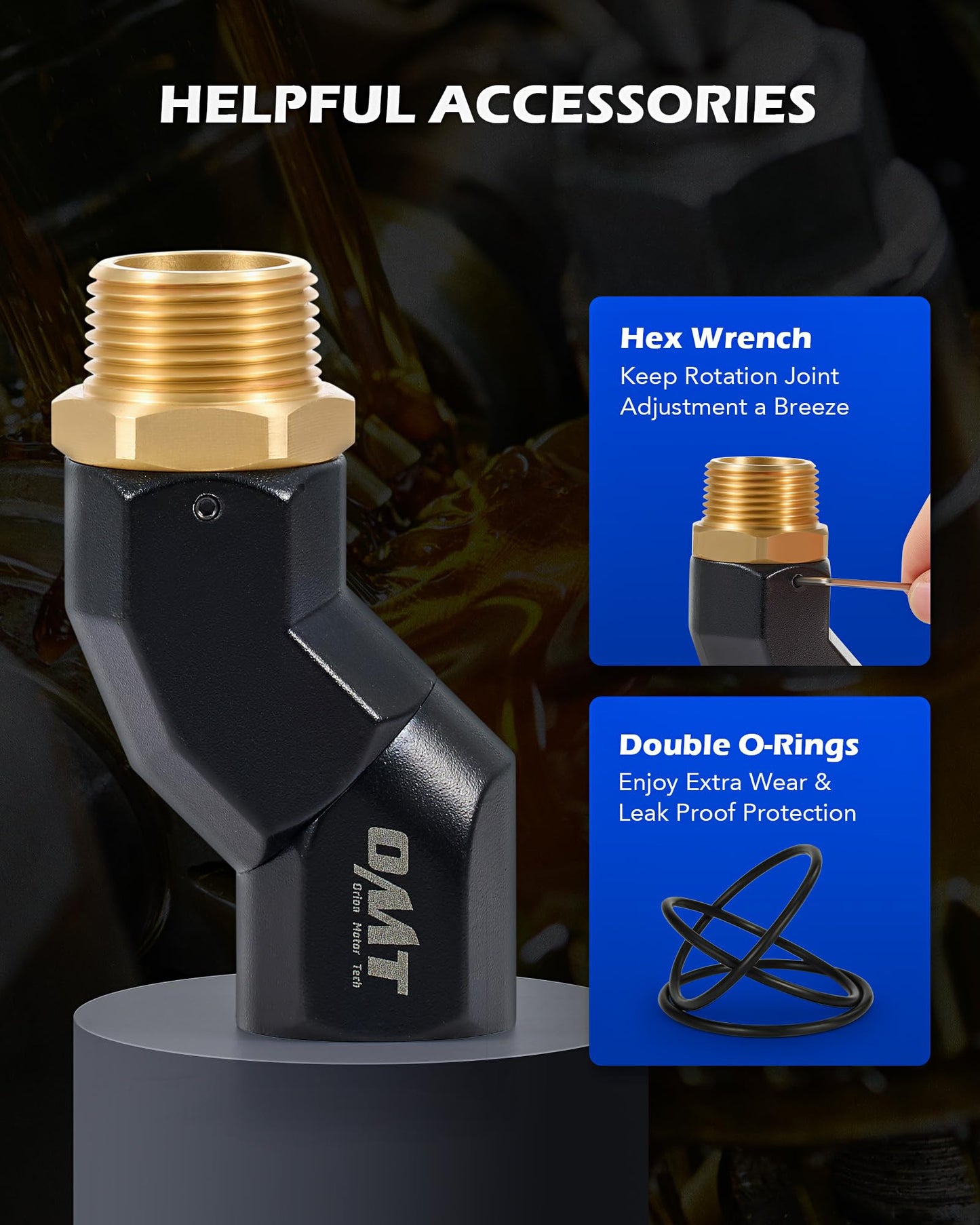 Orion Motor Tech 1" NPT Fuel Hose Nozzle Connectors, Fuel Transfer Nozzle Swivel Set of 2, Multi Plane 360 Rotating Fuel Tank Connectors, Powder Coated Fuel Hose Nozzle Adapter for Gas Diesel Kerosene