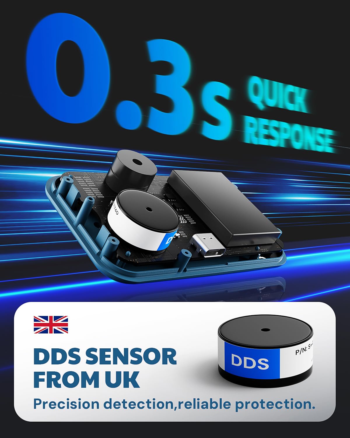 AEGTEST AGT-2309 Portable Carbon Monoxide Detector, 15-Day Standby, Rechargeable Mini CO Monitor with Lanyard for Travel & Camping, Handheld CO Meter with Audible & Visual Alerts, 0-1000ppm - Blue