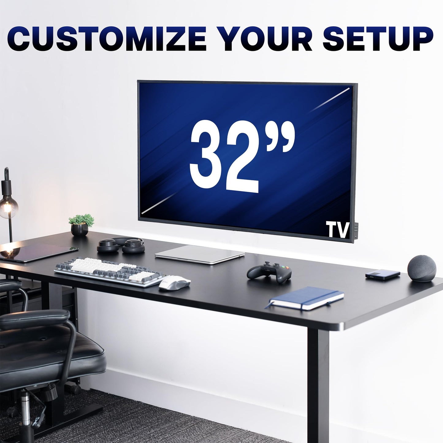 VIVO Low Profile Ultrawide Monitor Wall Mount for up to 49 inch Screens and up to 32” TVs, Holds 44 lbs, Tilt and Sliding Adjustment, Max VESA 200x400, Black, MOUNT-VW49U