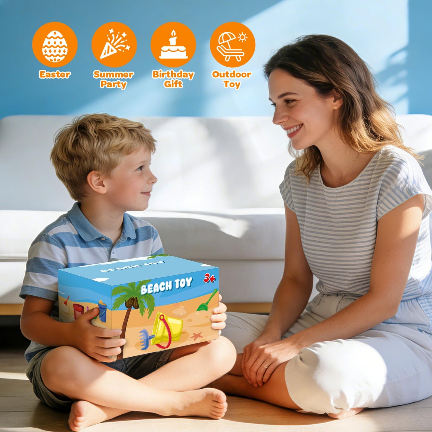 Beach Sand Toys for Kids with Collapsible Silicone Buckets Sand Molds Shovels Sand Tool Sifters for Underwater Treasure Hunting, Mesh Bag Travel Essential Outdoor Sandbox Toy for Toddler 3 4 5 6