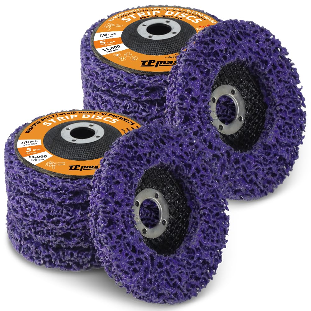 Ur-Excellent 5" x7/8'' Stripping Discs Rust Remover Wheel Remove Paint and Oxidation Poly Strip Wheel Disc Abrasive Angle Grinding Wheel - 10 Pack(Purple)