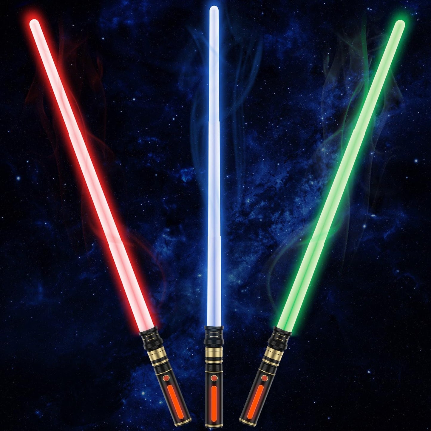 Light Saber for Kids, KEGOZ 3 Packs 3 Colors Light Sword with FX Sound (Motion Sensitive) and Glowing Handle, Expandable Light Sabers Set for Halloween Xmas Children's Day Gifts