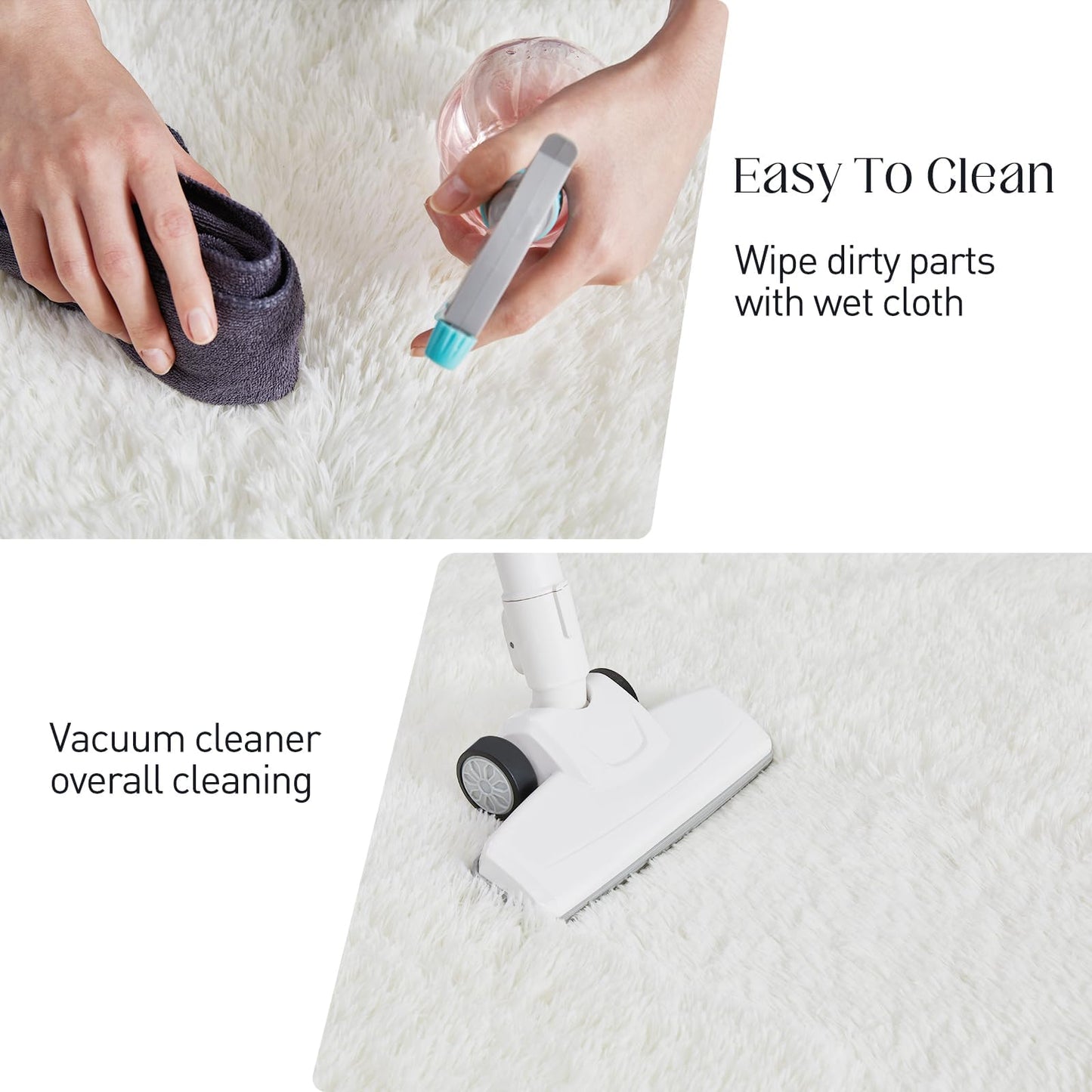 6x9 Large Area Rugs for Living Room Bedroom, Soft Fluffy Shaggy Rug, Indoor Washable Floor Carpet for Kids Girls and Boys, Dorms, Nursery Rooms, Home Decor Aesthetic, Solid White