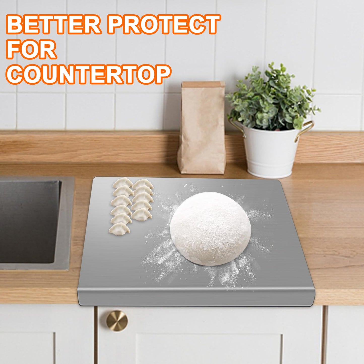 Stainless Steel Cutting Board with 2 Pack Non-Slip Mats, Yoposeo Heavy Duty Baking Cutting Chopping Boards for Kitchen, Meat, Fruits, Vegetables, Bread and Baking (15.7" X 11.8"/ 40 X 30cm)