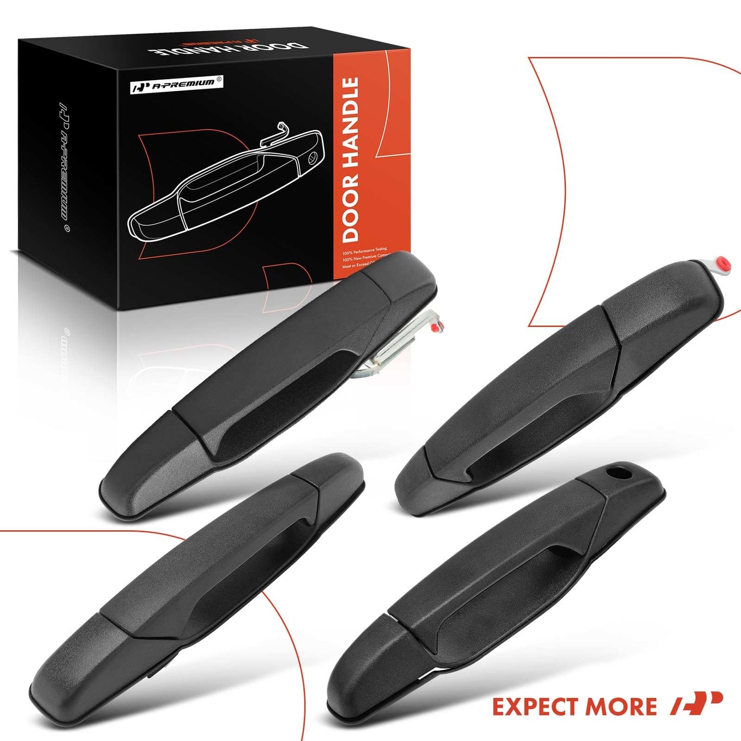 A-Premium 4-PC Set Exterior Door Handles Front Rear Driver Passenger Compatible with 2007 2008 2009 2010 2011 2012 2013 2014 Chevy Silverado 1500 Tahoe Suburban Avalanche & GMC Sierra Yukon, Black