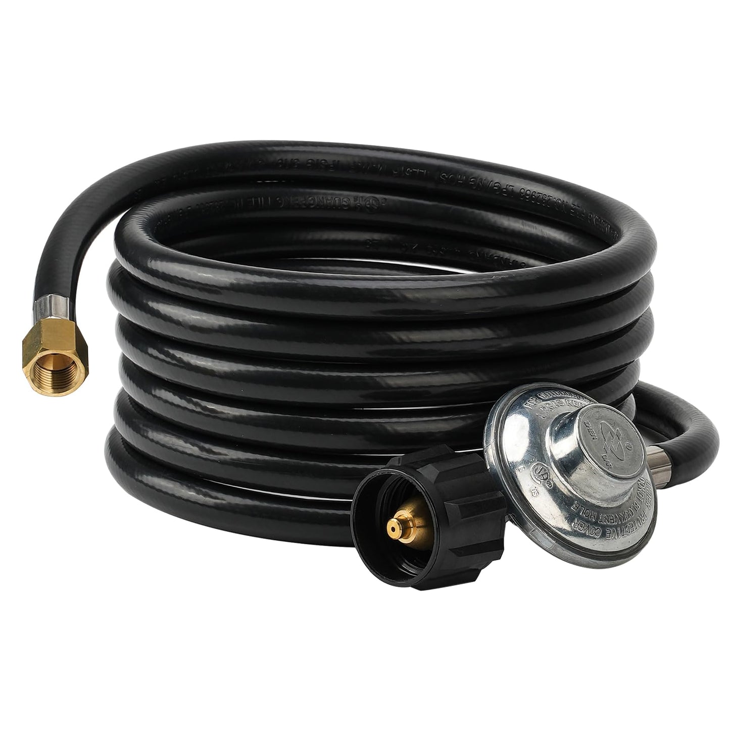 onlyfire Universal QCC1 Low Pressure Propane Regulator with 12 ft Hose for Most LP Gas Grill, Patio Heater and Fire Pit Table, 3/8" Female Flare Nut