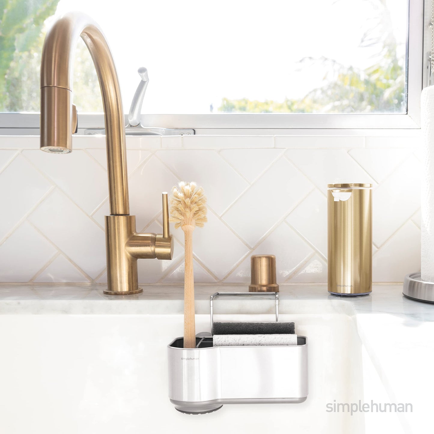 simplehuman Sink Caddy with Suction Cup, Brushed Stainless Steel