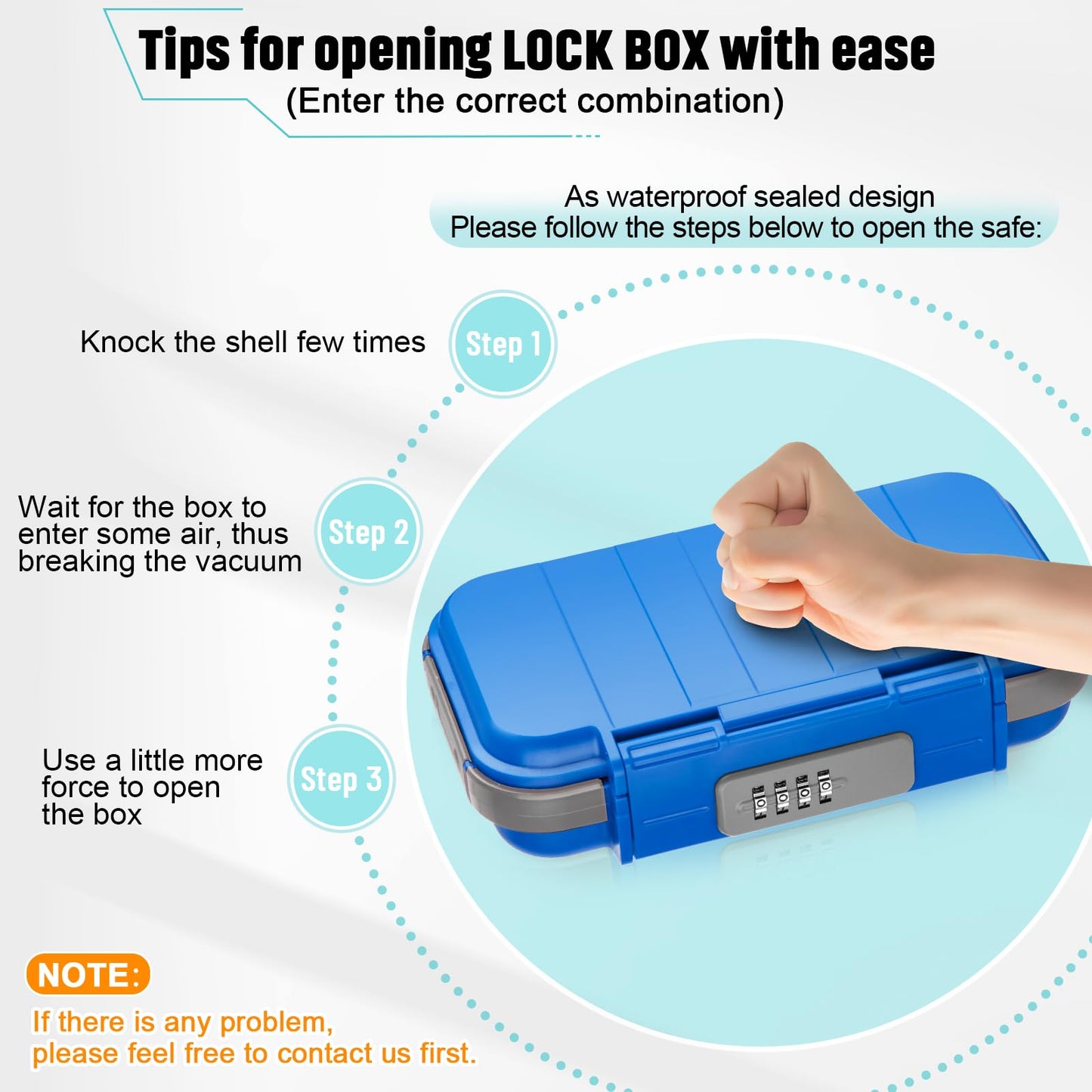 BKNOOU Travel Safe Portable Beach Safe Box Small Combination Safe Anti-Theft Lock Box Safe Waterproof Mini Security Case with Removable Wire Rope Security Box for Home,Office,Hotel,Cars,Travel etc