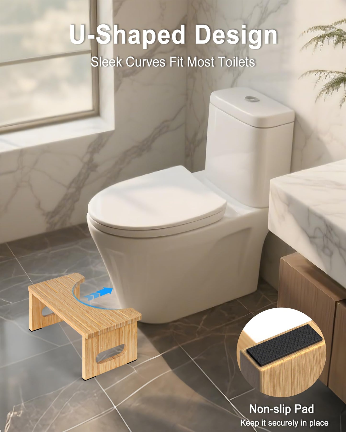 YOSE Foldable Toilet Stool for Adults - 7" Toilet Potty Stool | Portable Bathroom Stool, Non-Slip Toilet Aid Step Stool, Family-Friendly Toilet Step, Easy Storage