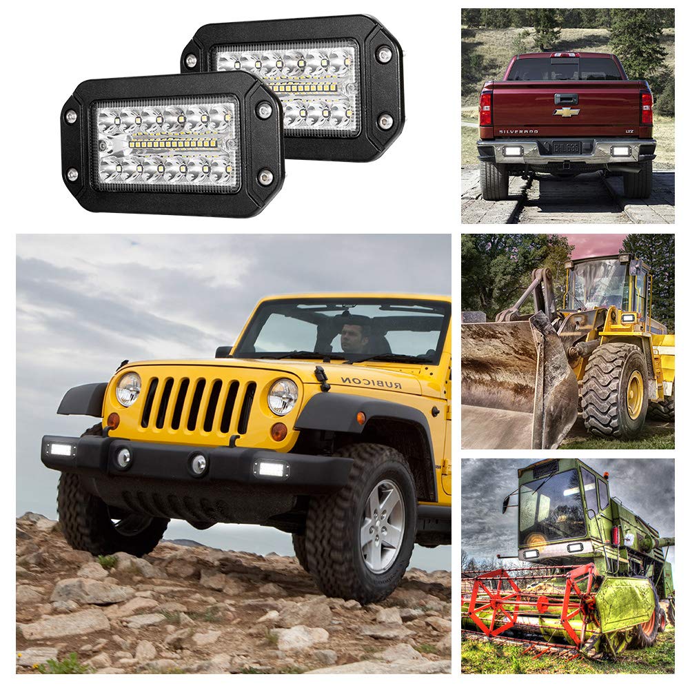 FIERYRED Flush Mount LED Light Pods - 6 Inch Spot Flood Combo Beam LED Light Bar 4000LM Off-Road Bumper Driving Lights for Trucks Tractor SUV 4x4 ATV UTV Pickup, Pack of 2