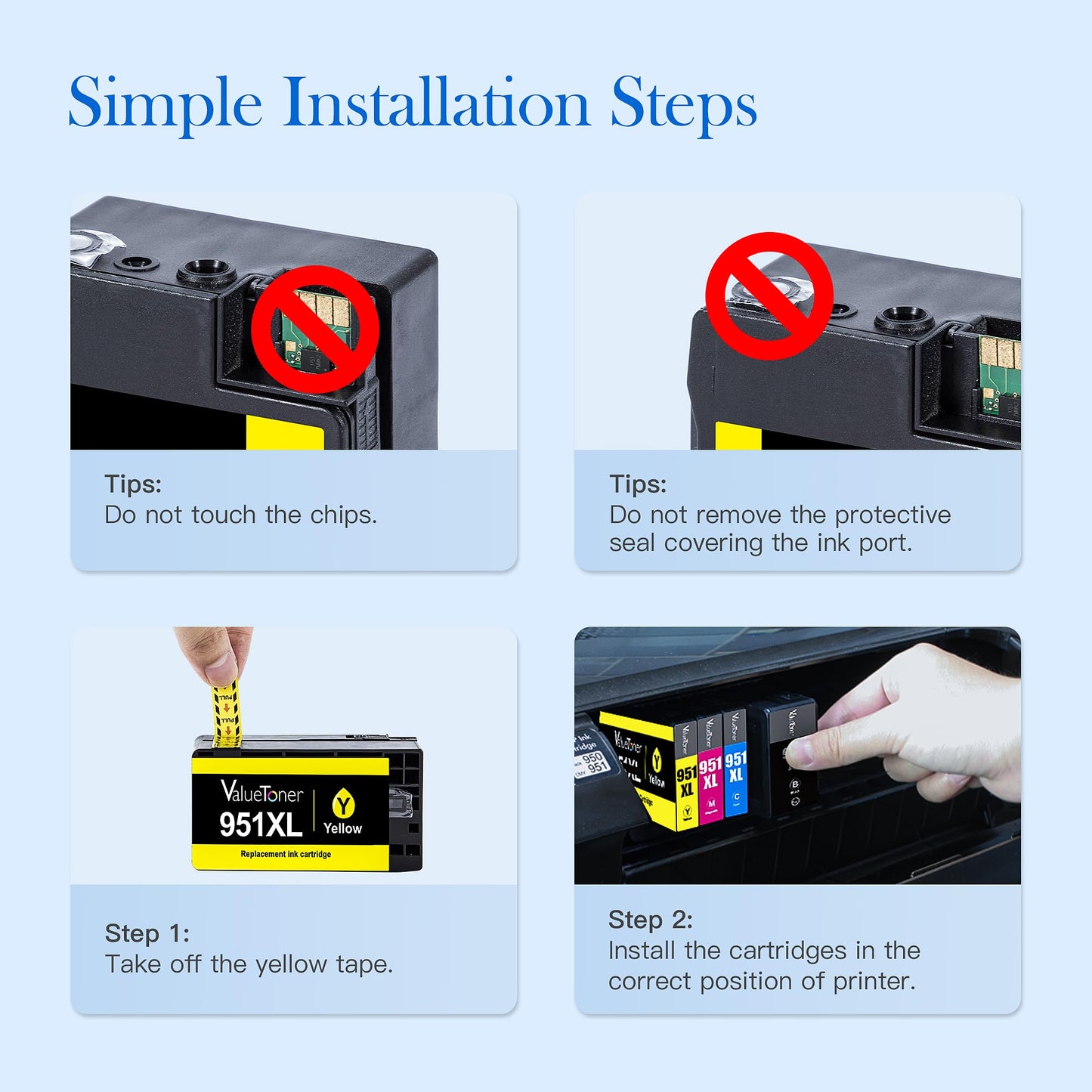 950XL and 951XL Ink Cartridges Combo Pack (8-Pack) Compatible for HP 950 951 Ink cartridges Combo Pack for HP OfficeJet Pro 8600 8620 8610 8615 8100 8630 8660 276DW 251DW, Black Cyan Magenta Yellow