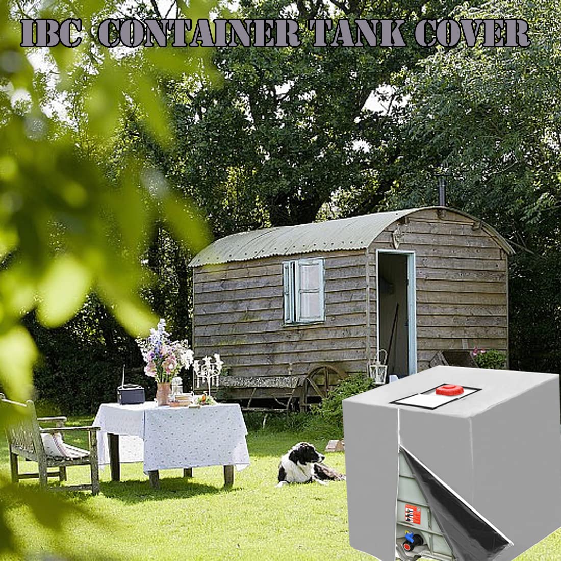 GEDEGOOK IBC Tote Cover, 275 Gallon 1000L Water Tank Cover with Zipper, Waterproof, Anti-Dust, Sun Protective Cover, Water Barrel Cover IBC Rain Bucket Cover 104x 120 x 111CM, Sliver